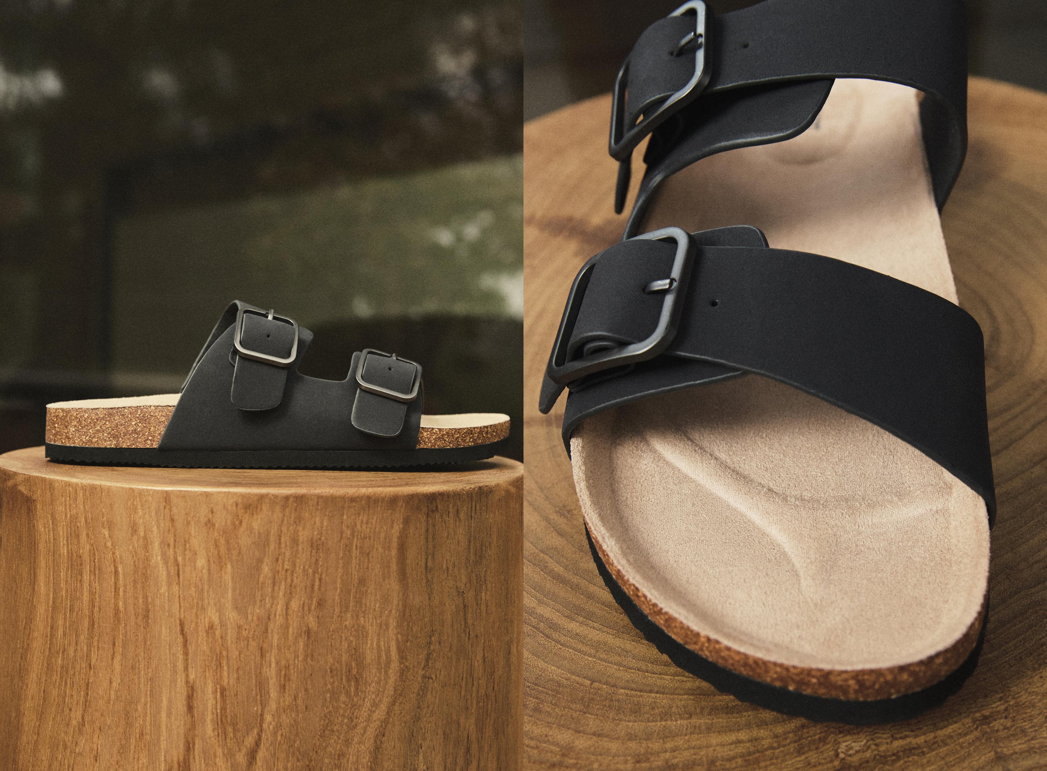 Comfort buckle sandals — BLACK