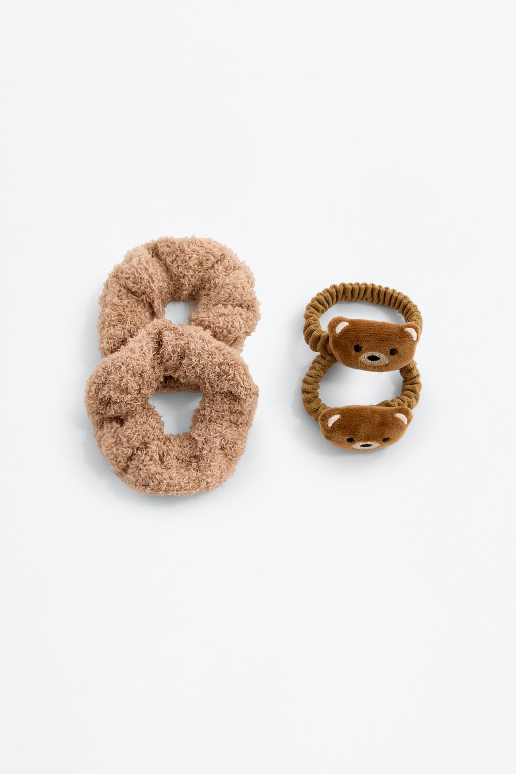 4 scrunchie motots-goma, hartzatxoa eta kizkurra