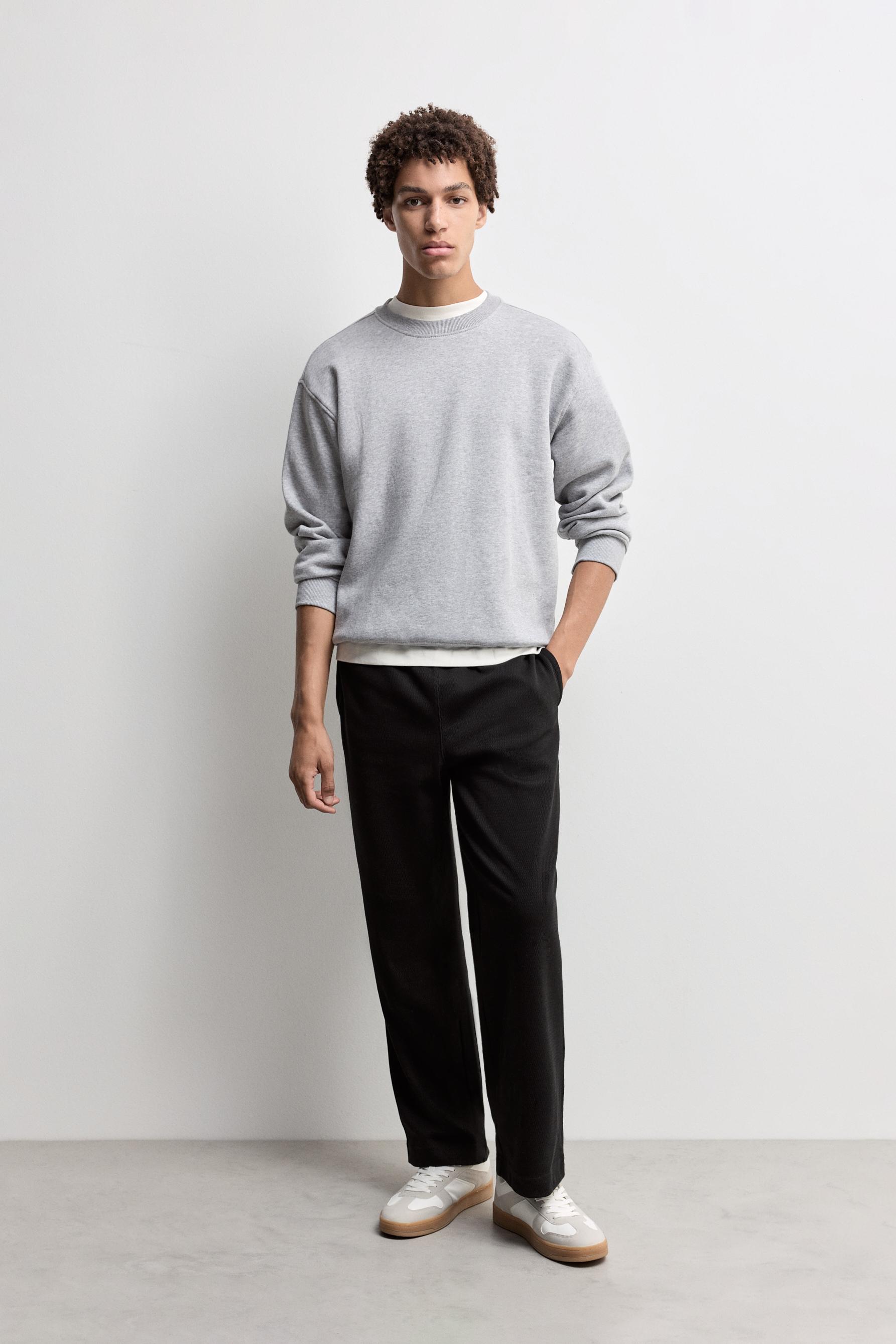 Textured tracksuit bottoms — BLACK
