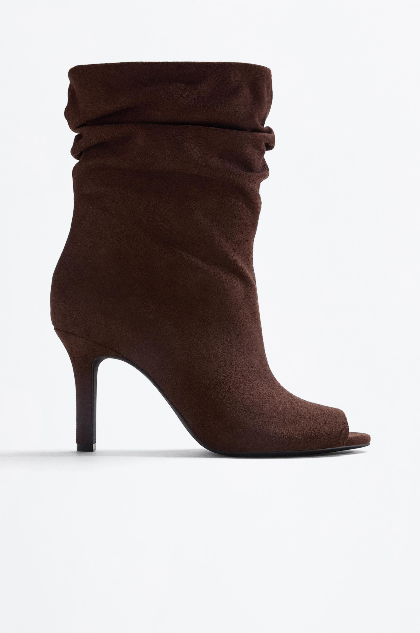 Faux suede heeled boot — BROWN (alternate view)