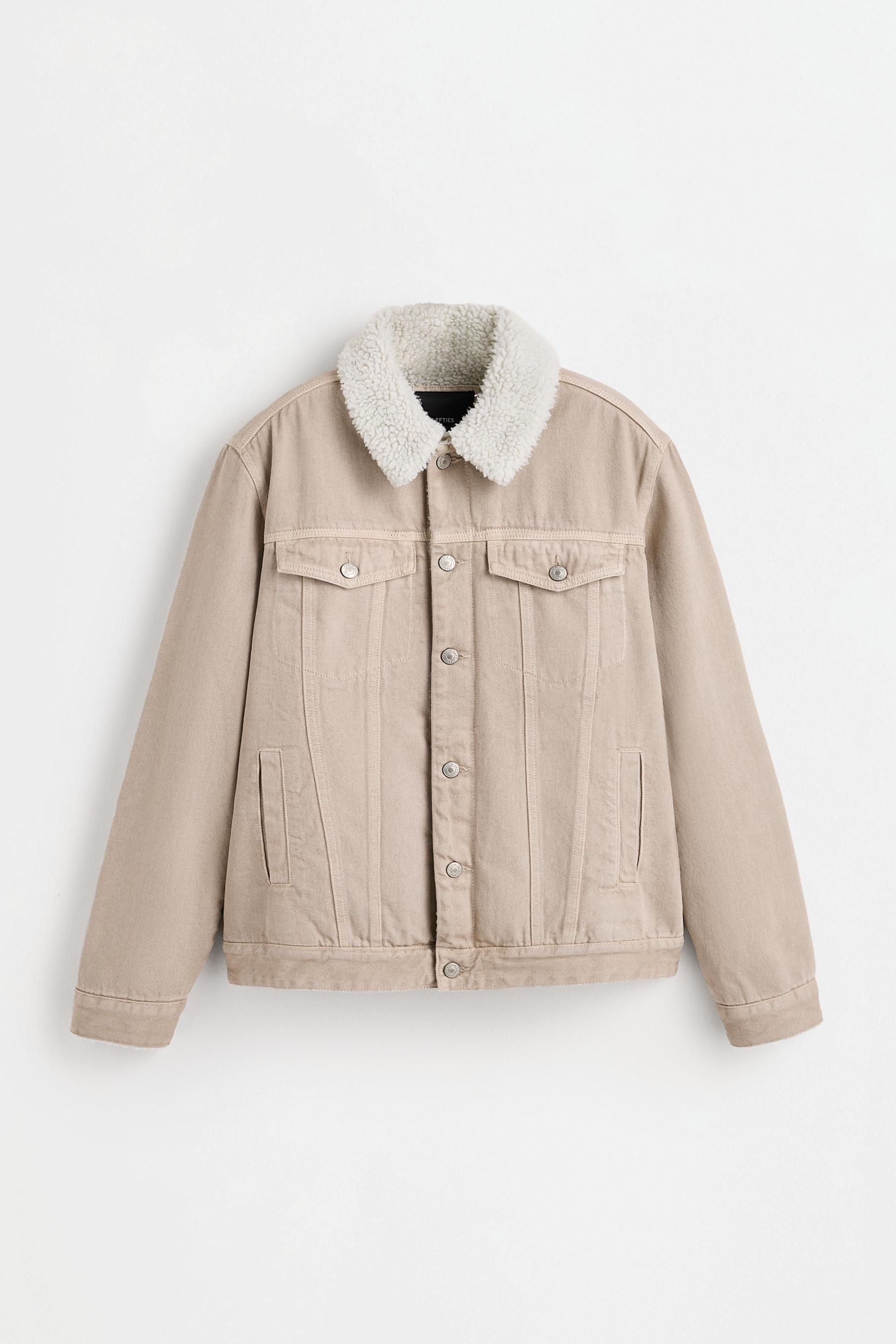 Shearling collar jacket — PALE OCHRE