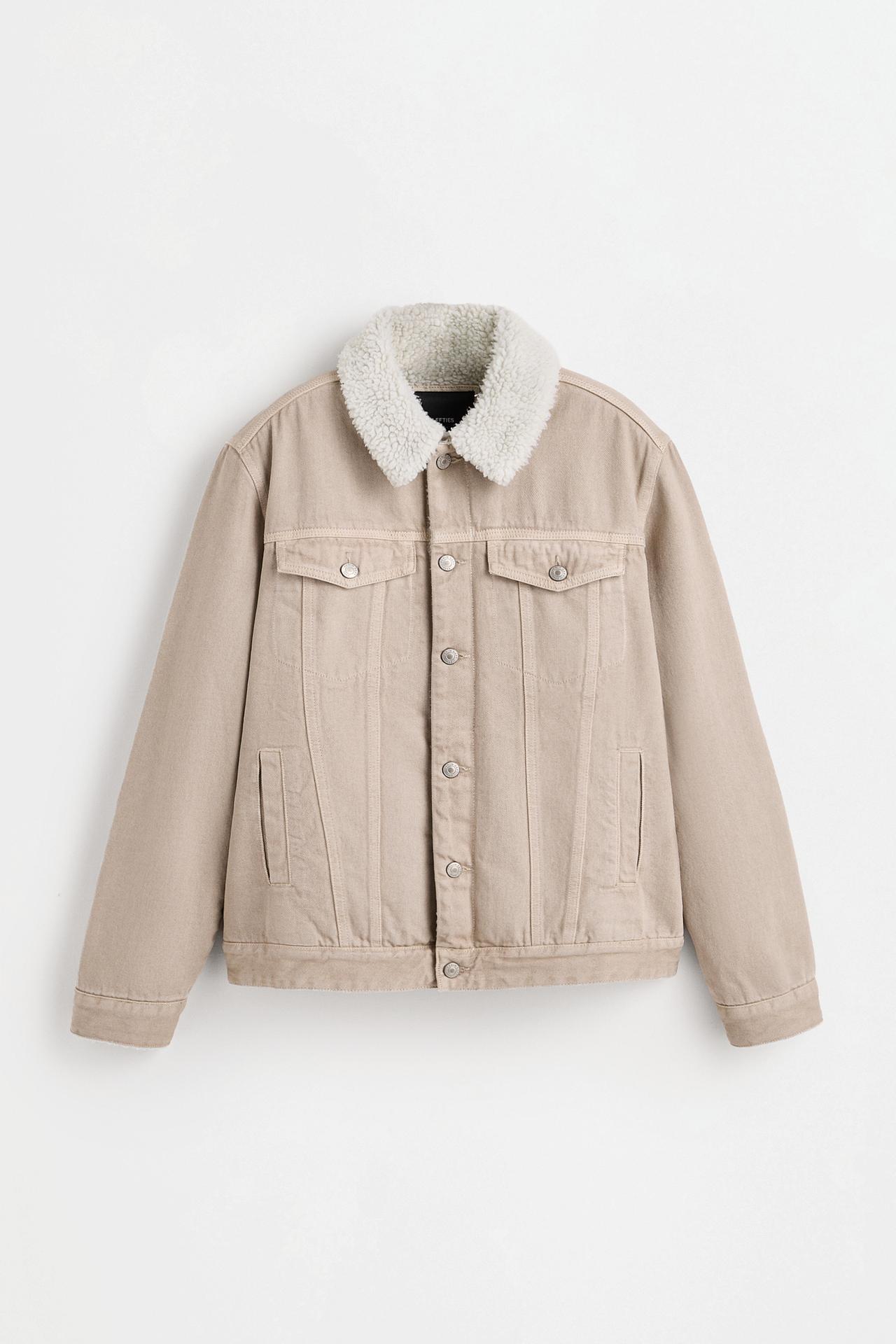 Shearling collar jacket — PALE OCHRE