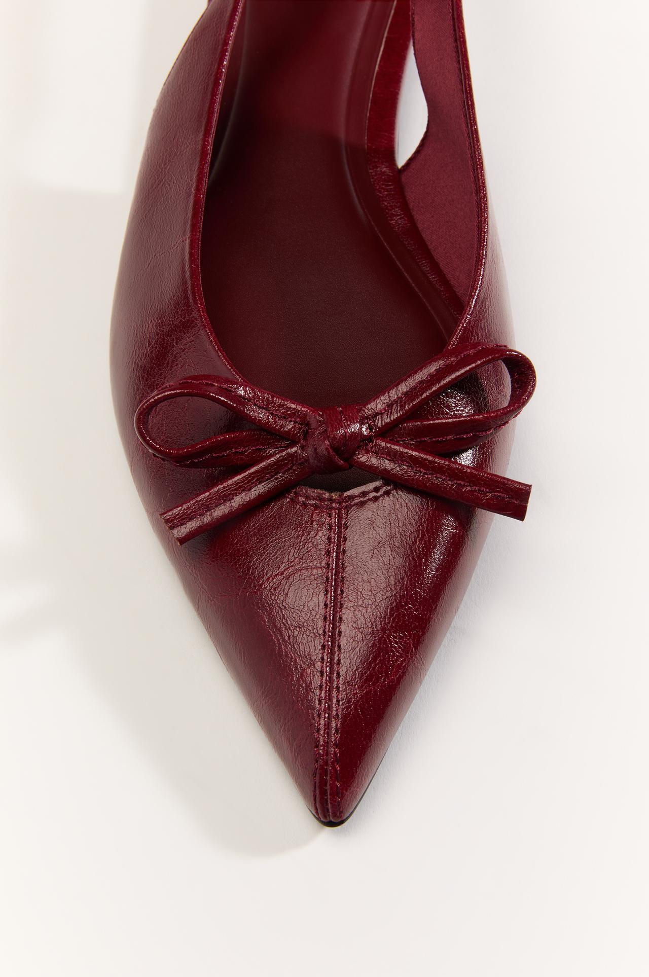 Backless bow ballet flats — RED