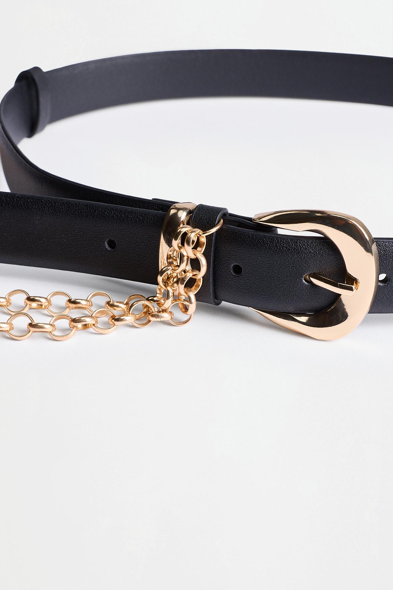 Chain detail belt — BLACK