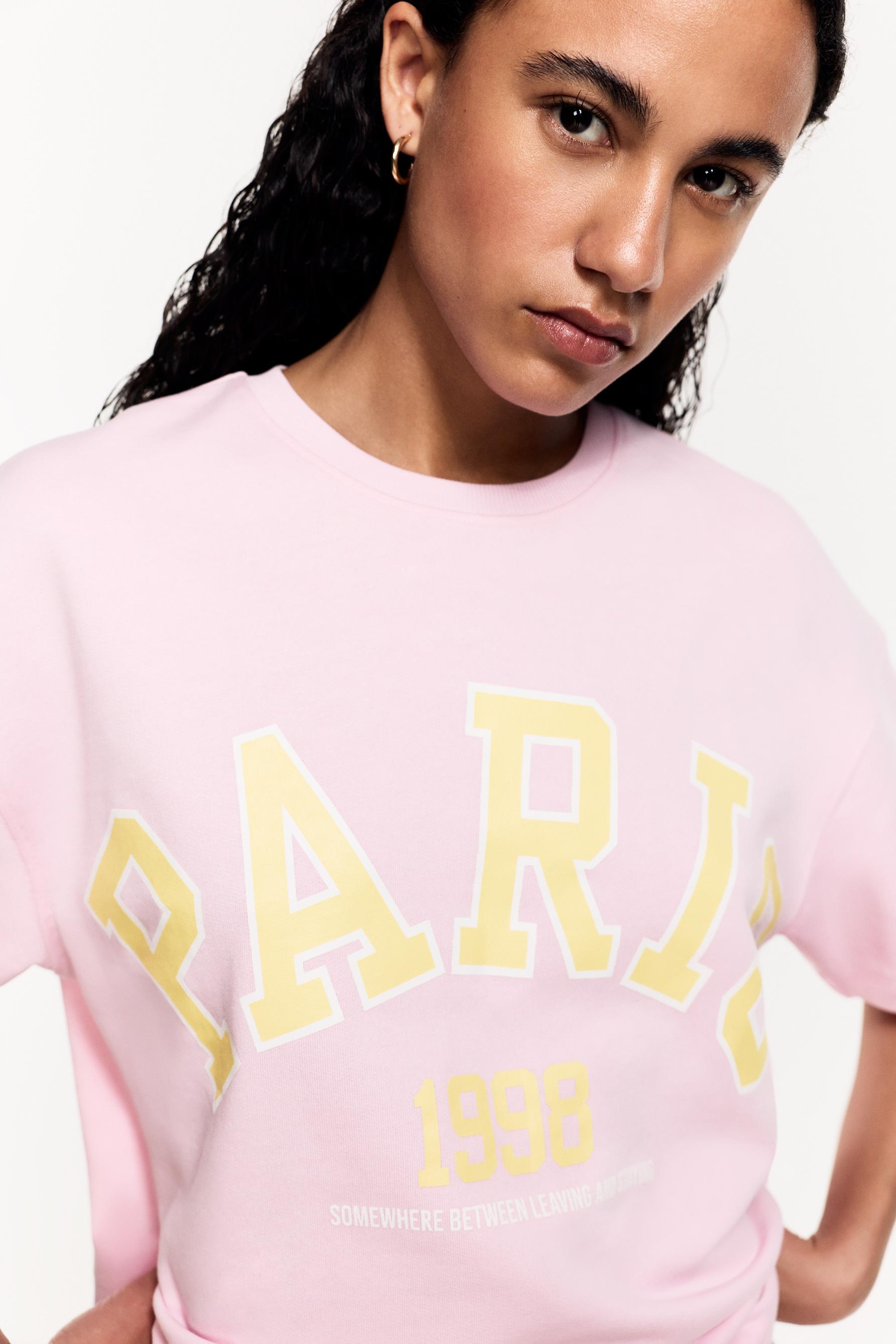 Printed short sleeve sweatshirt — PINK
