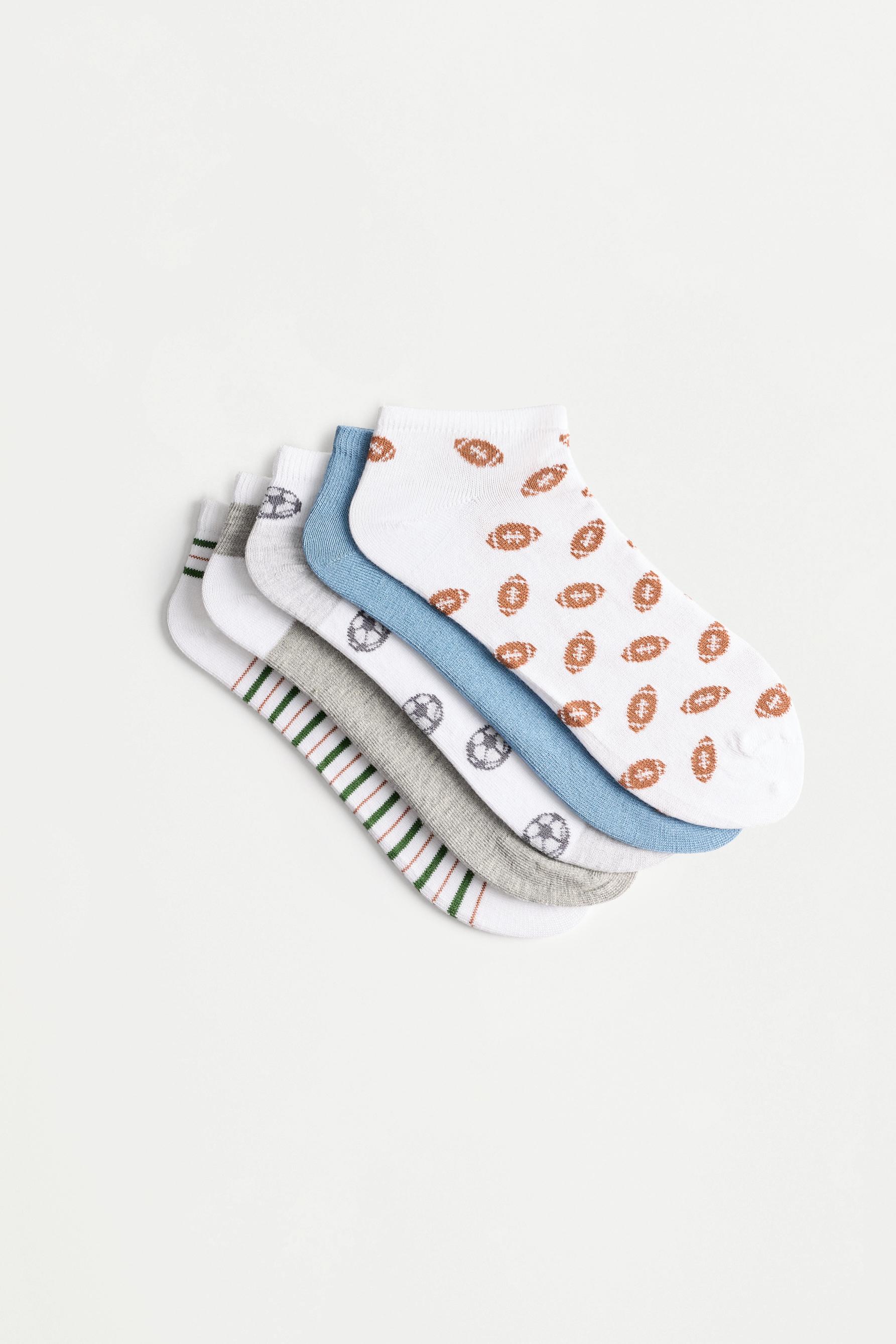 Printed Ankle Socks (5-Pack) — TERRACOTTA