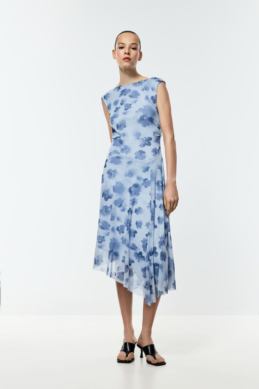 Asymmetric floral midi dress - Dresses - CLOTHING - Woman | LEFTIES Andorra