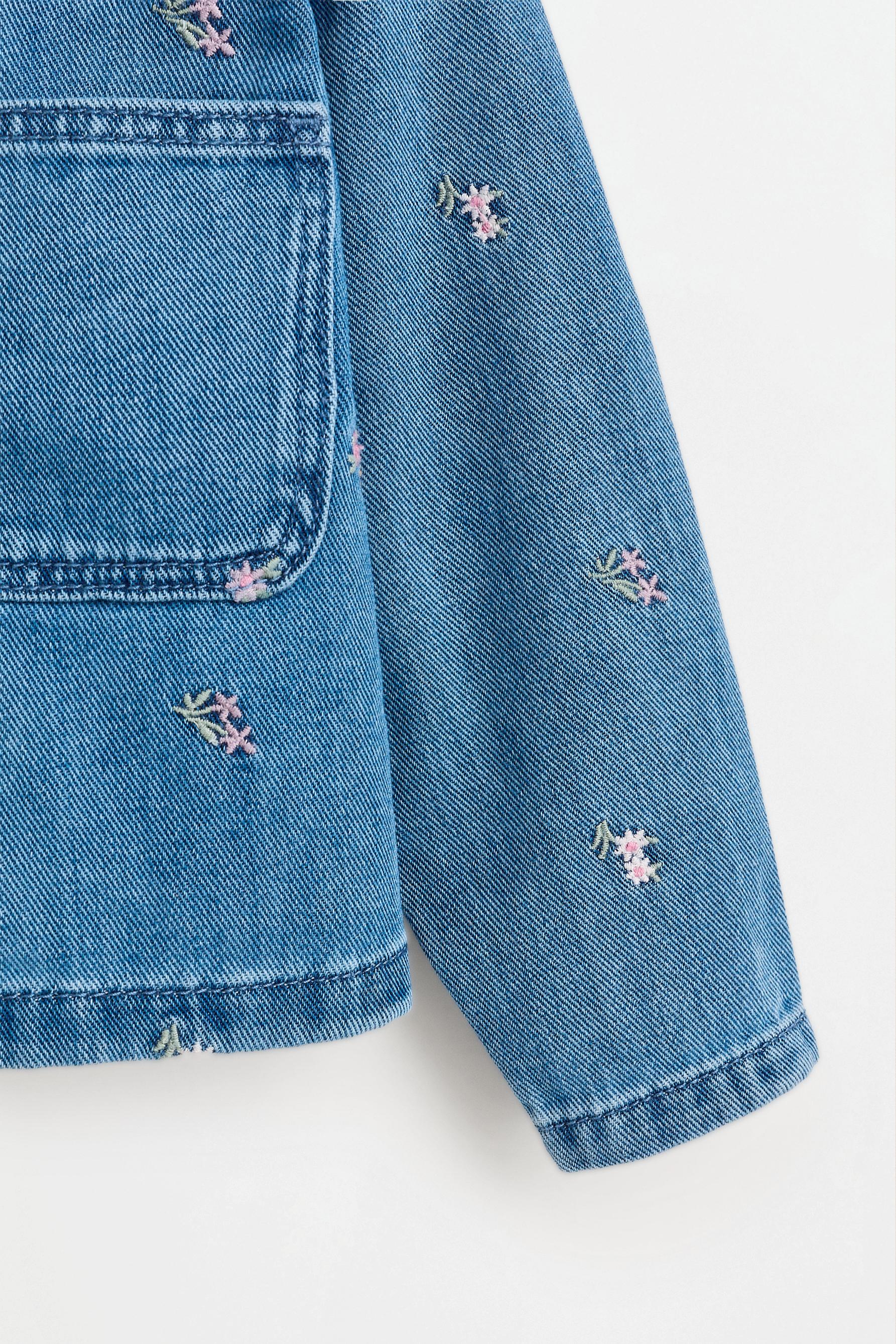 Embroidered denim jacket — FADED BLUE