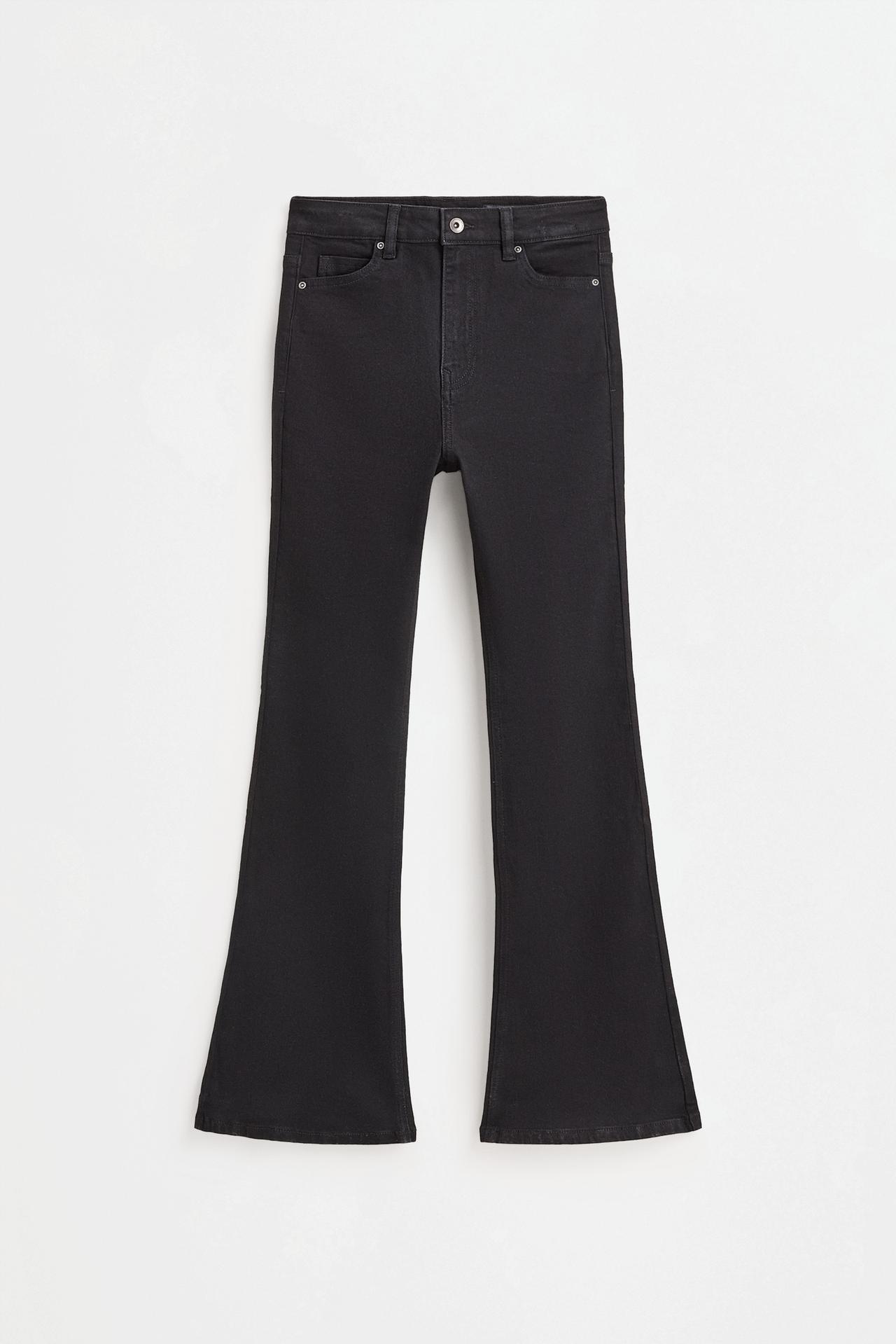High-waist basic bell bottom jeans — CHARCOAL