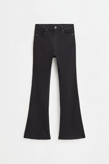 High-waist basic bell bottom jeans — CHARCOAL 6