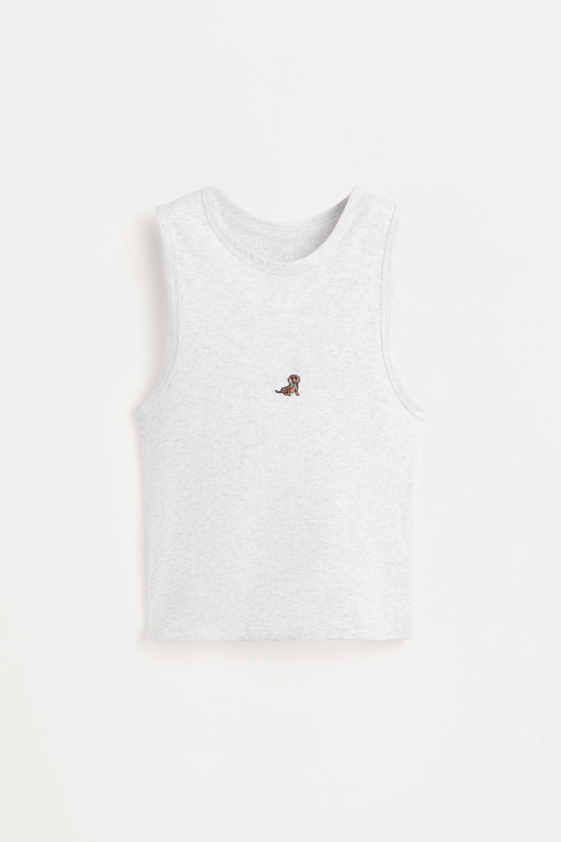 Embroidered tank top — BLUE