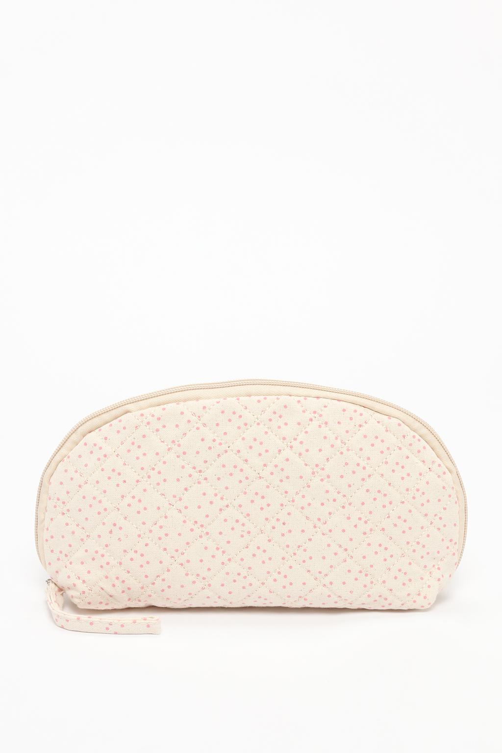 Polka dot quilted toiletry bag