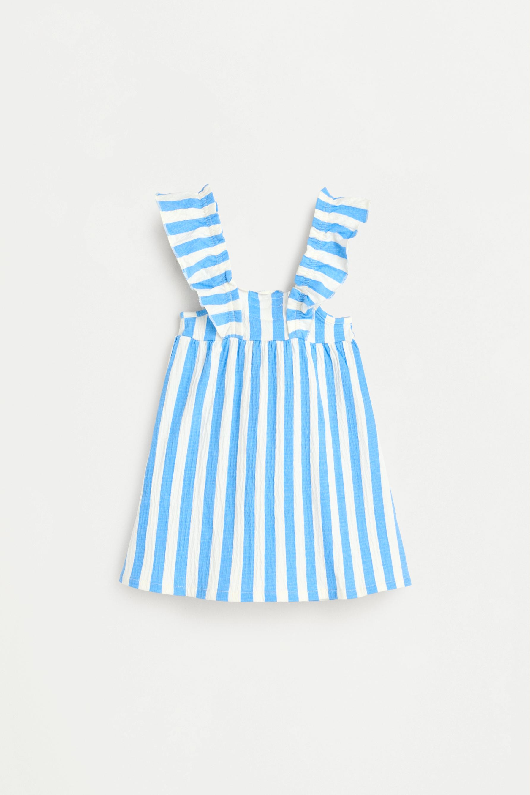 Striped dress with ruffles — ECRU (alternate view)