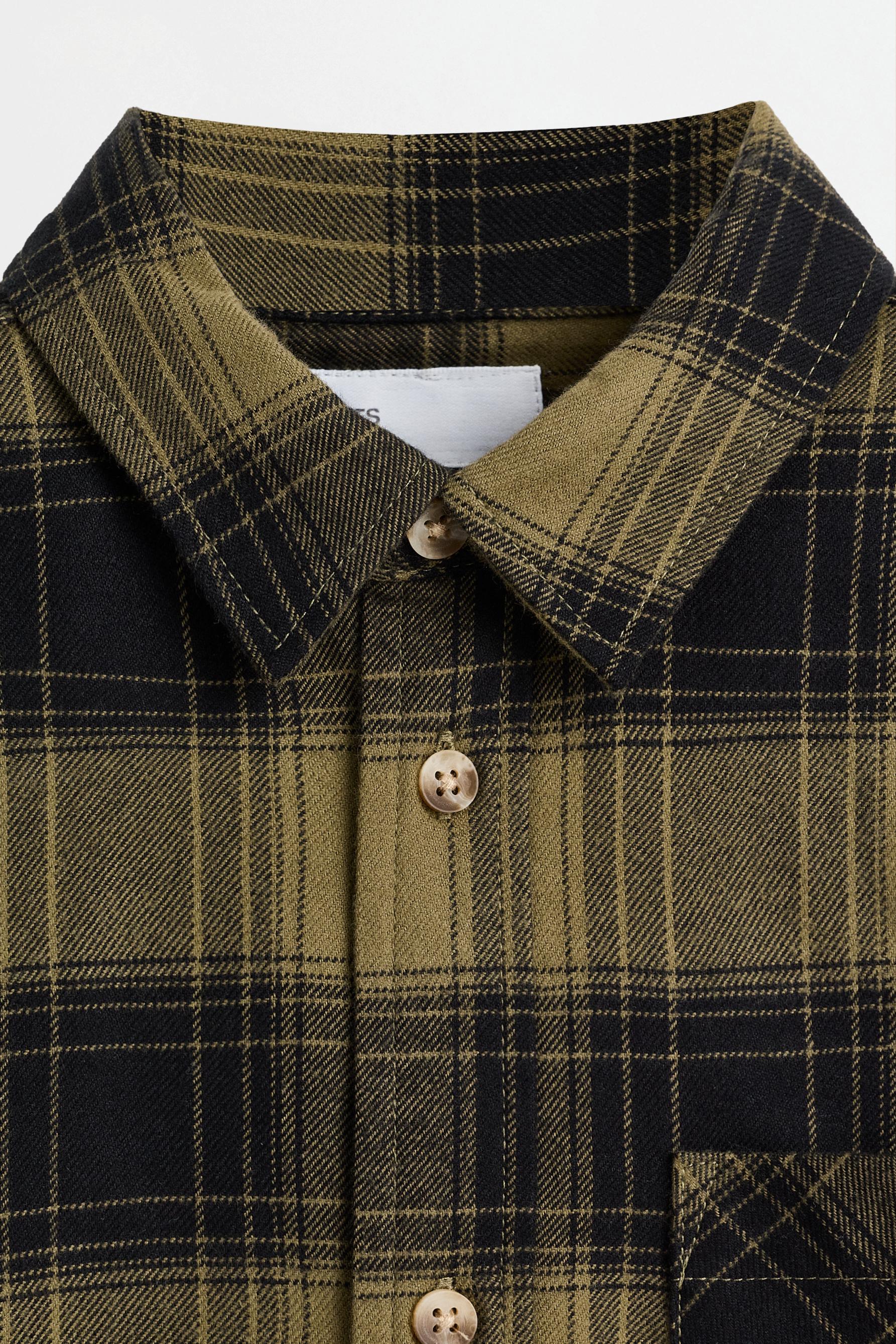 Plaid flannel shirt — KHAKI