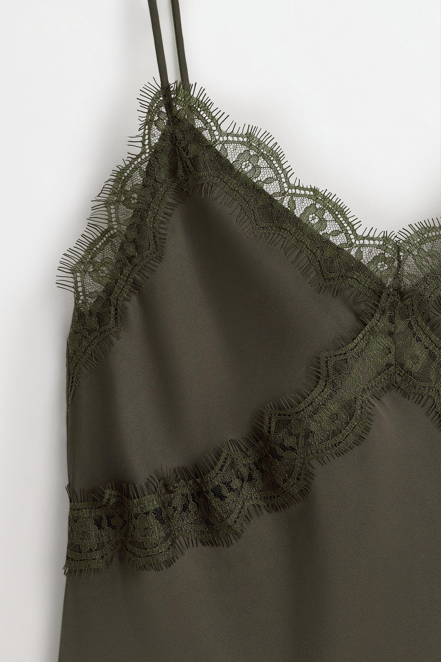 Asymmetrical satin camisole — DARK KHAKI