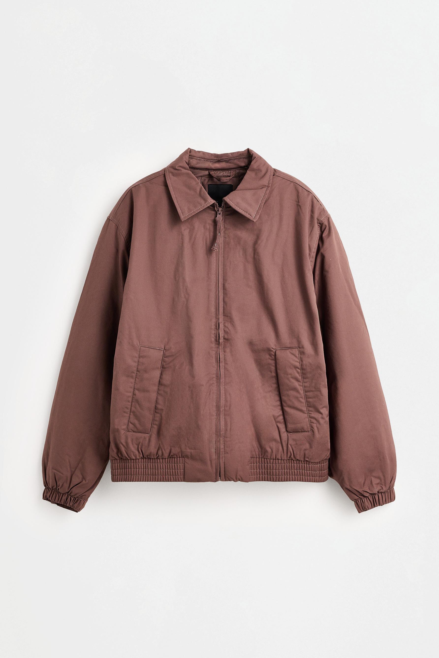 Padded shirt-style collar jacket — BROWN