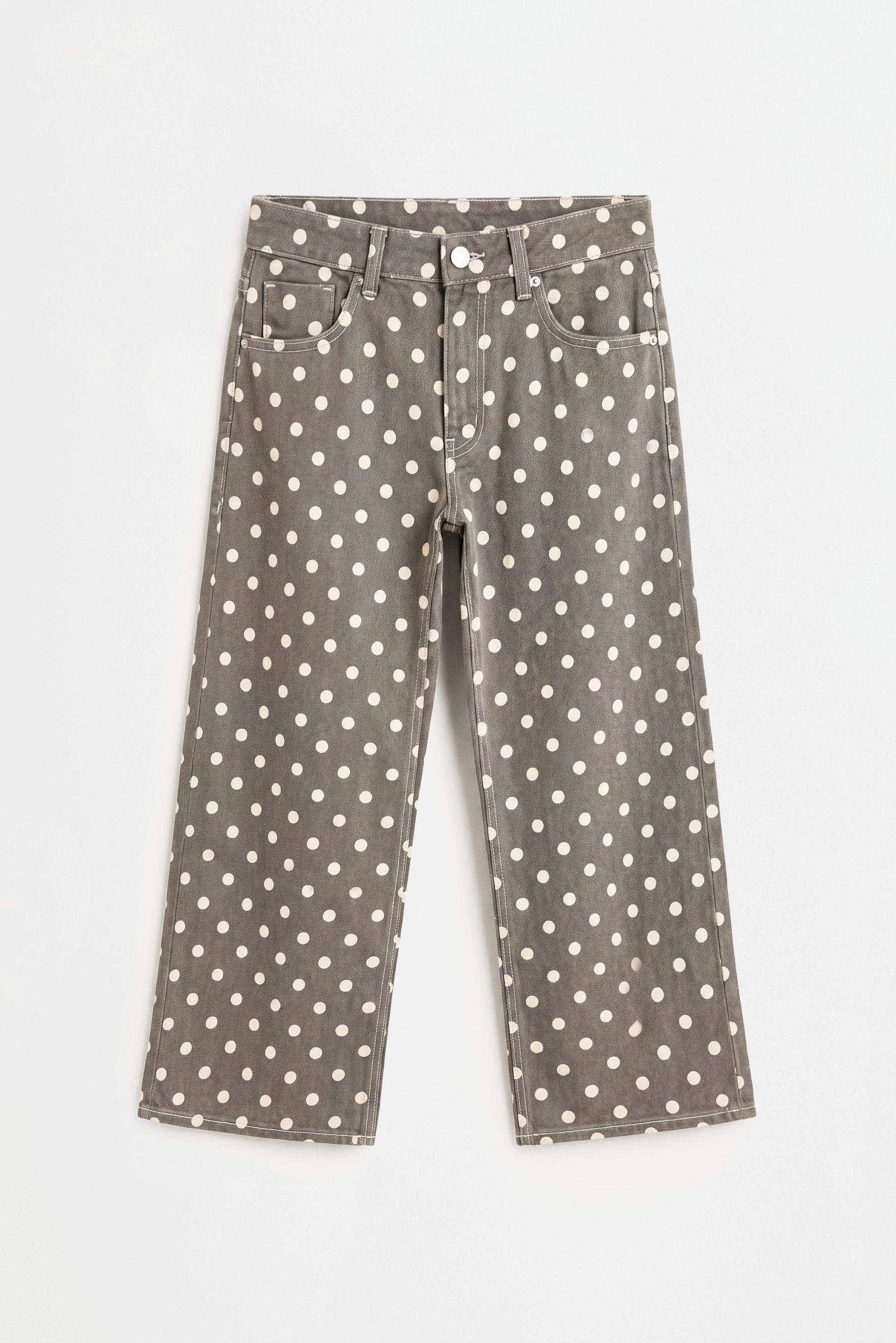 Basic printed culotte jeans — PEARL/BEIGE