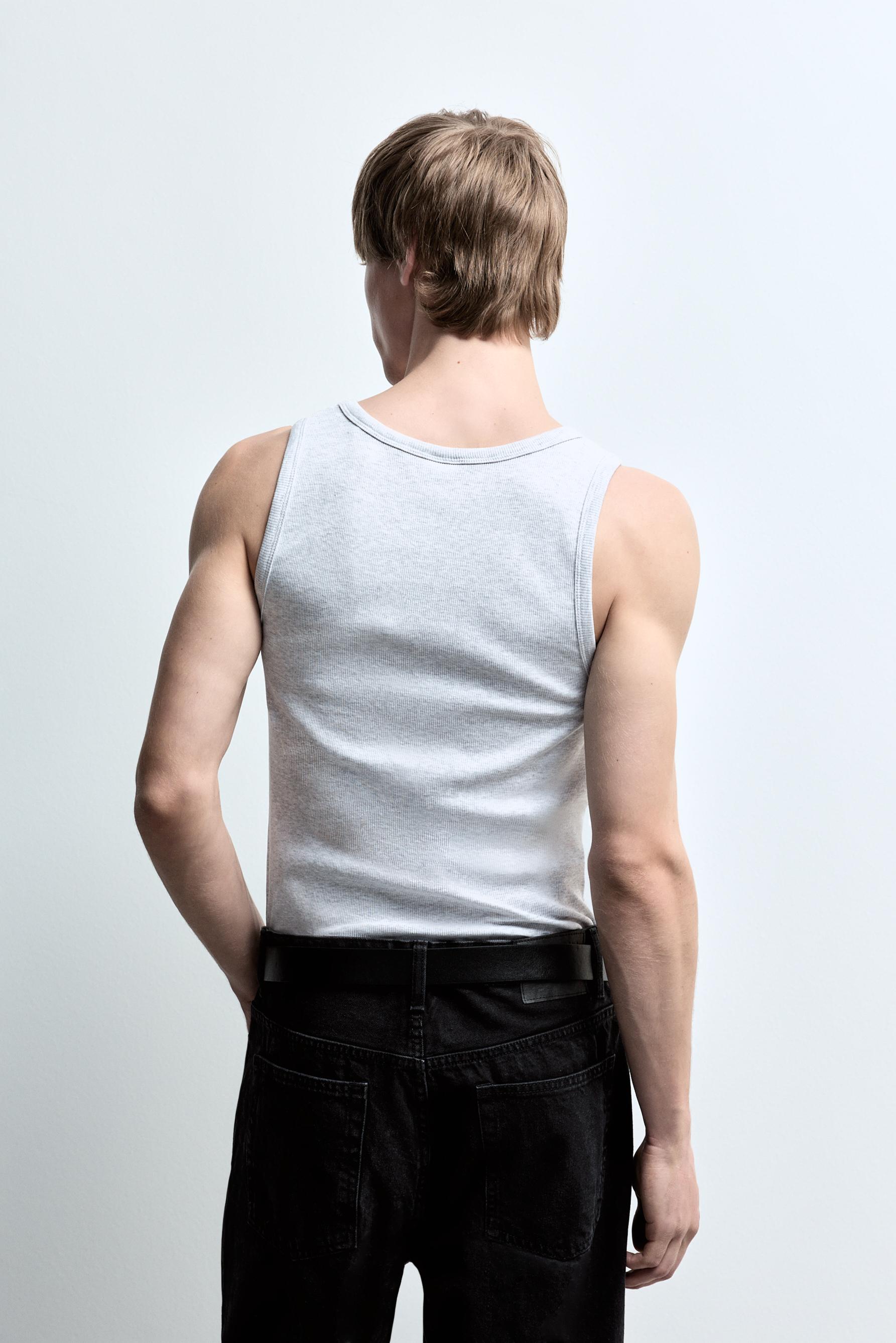 Ribbed vest top — GREY MARL