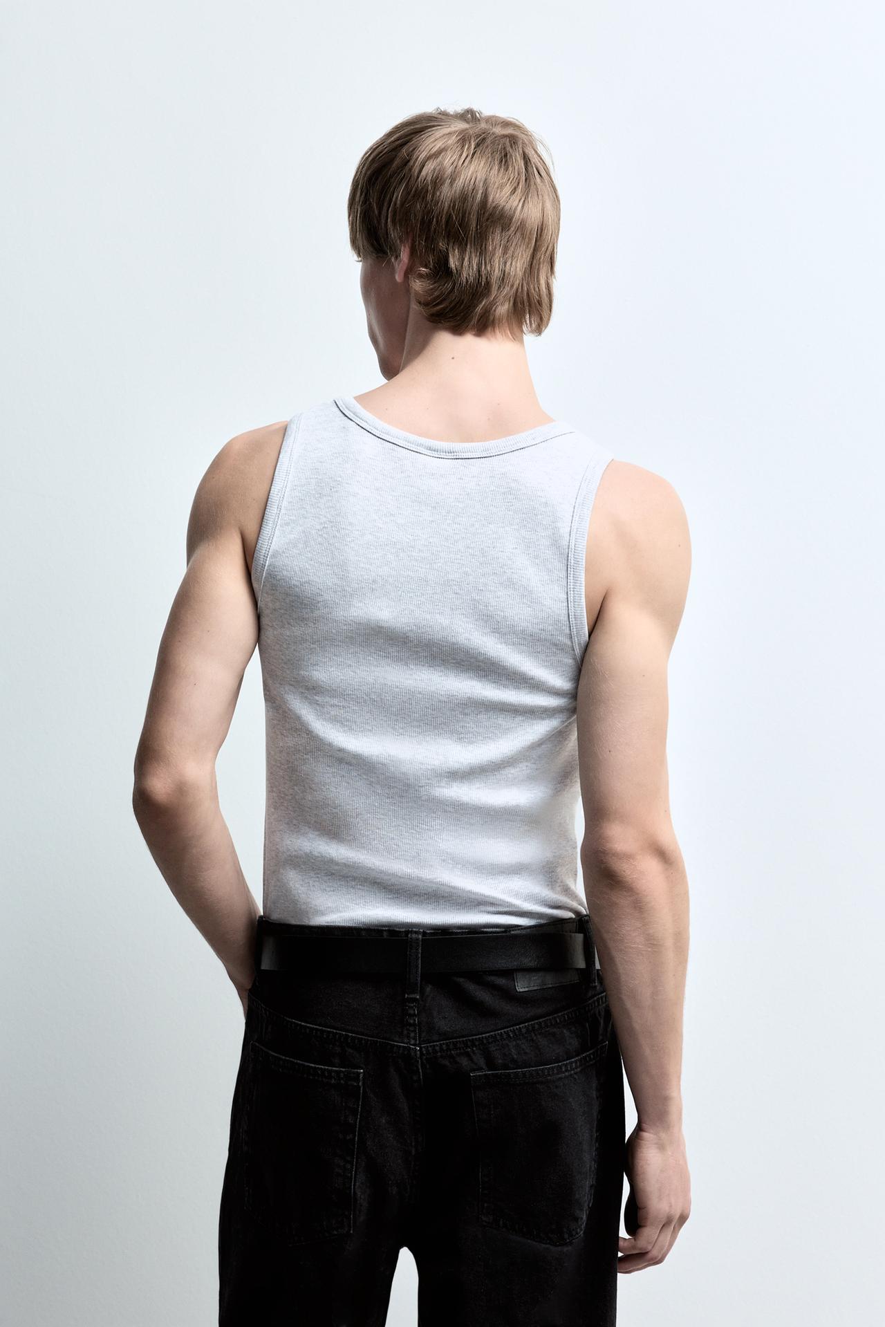 Ribbed vest top — GREY MARL