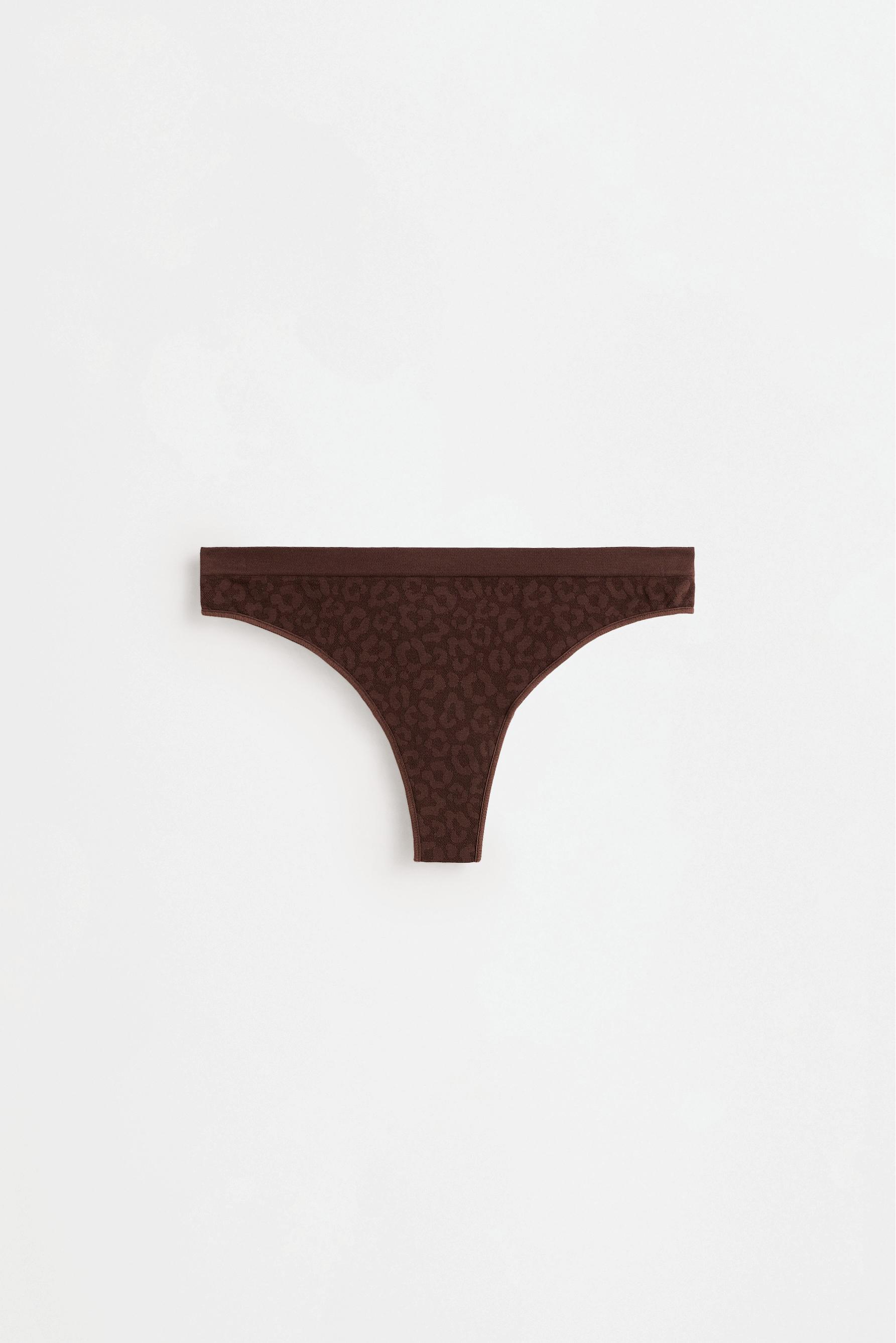 Pack of 2 seamless animal jacquard thongs — BROWN/WHITE