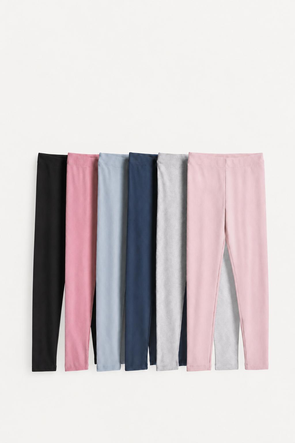 6-pack of plain leggings — BLACK