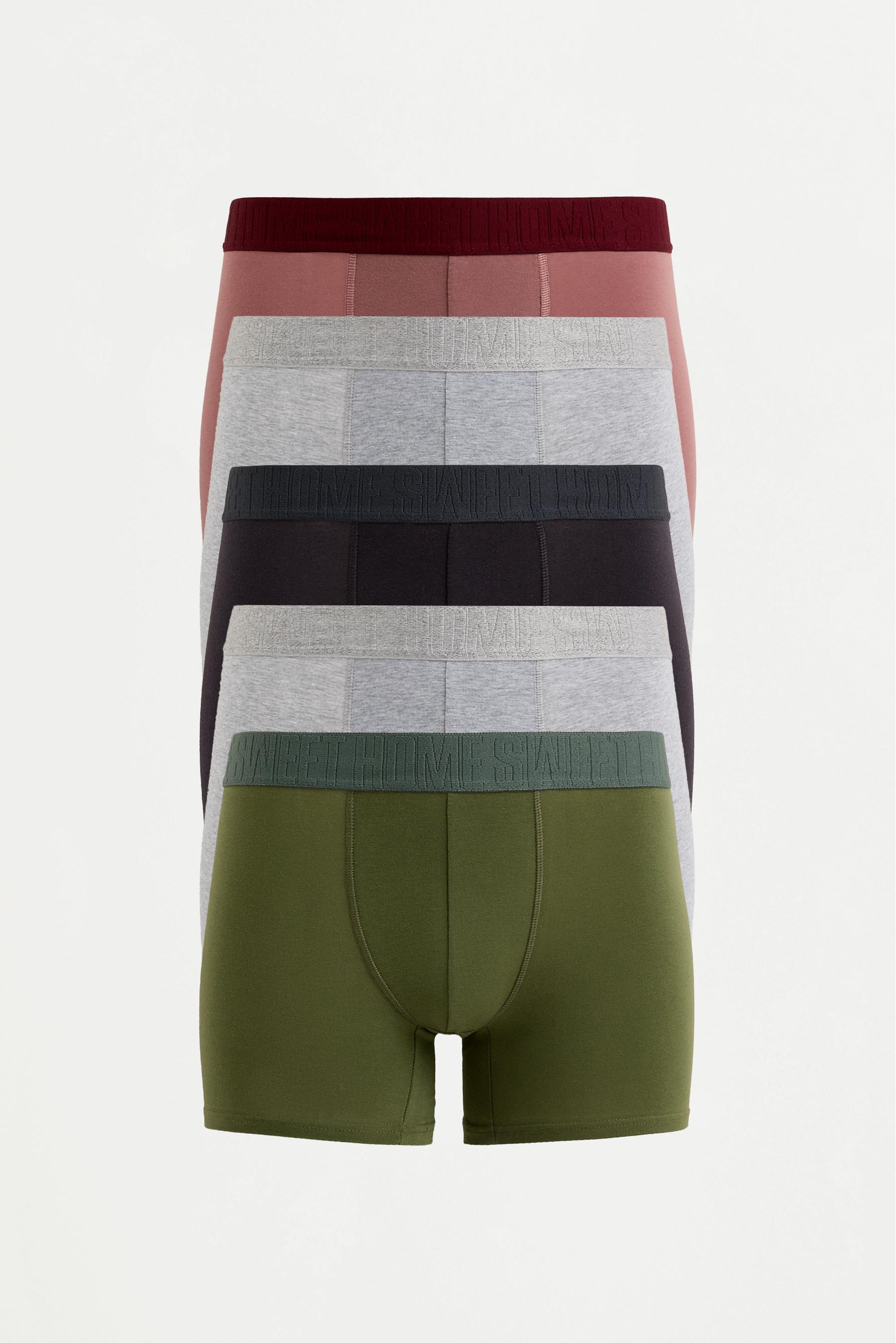 5-pack of long plain boxers — MAROON