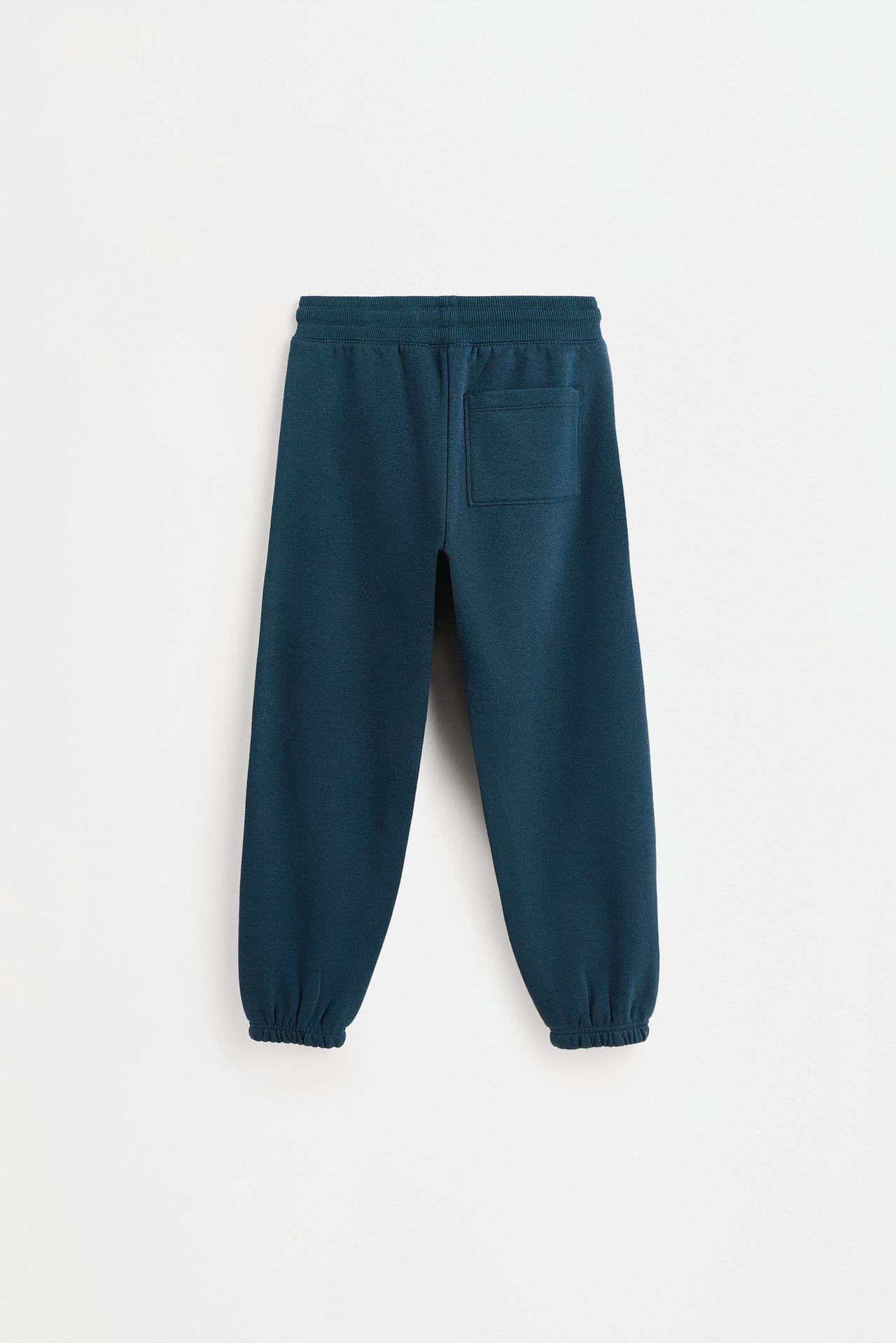 Plush trousers with knee stitching — PETROL BLUE
