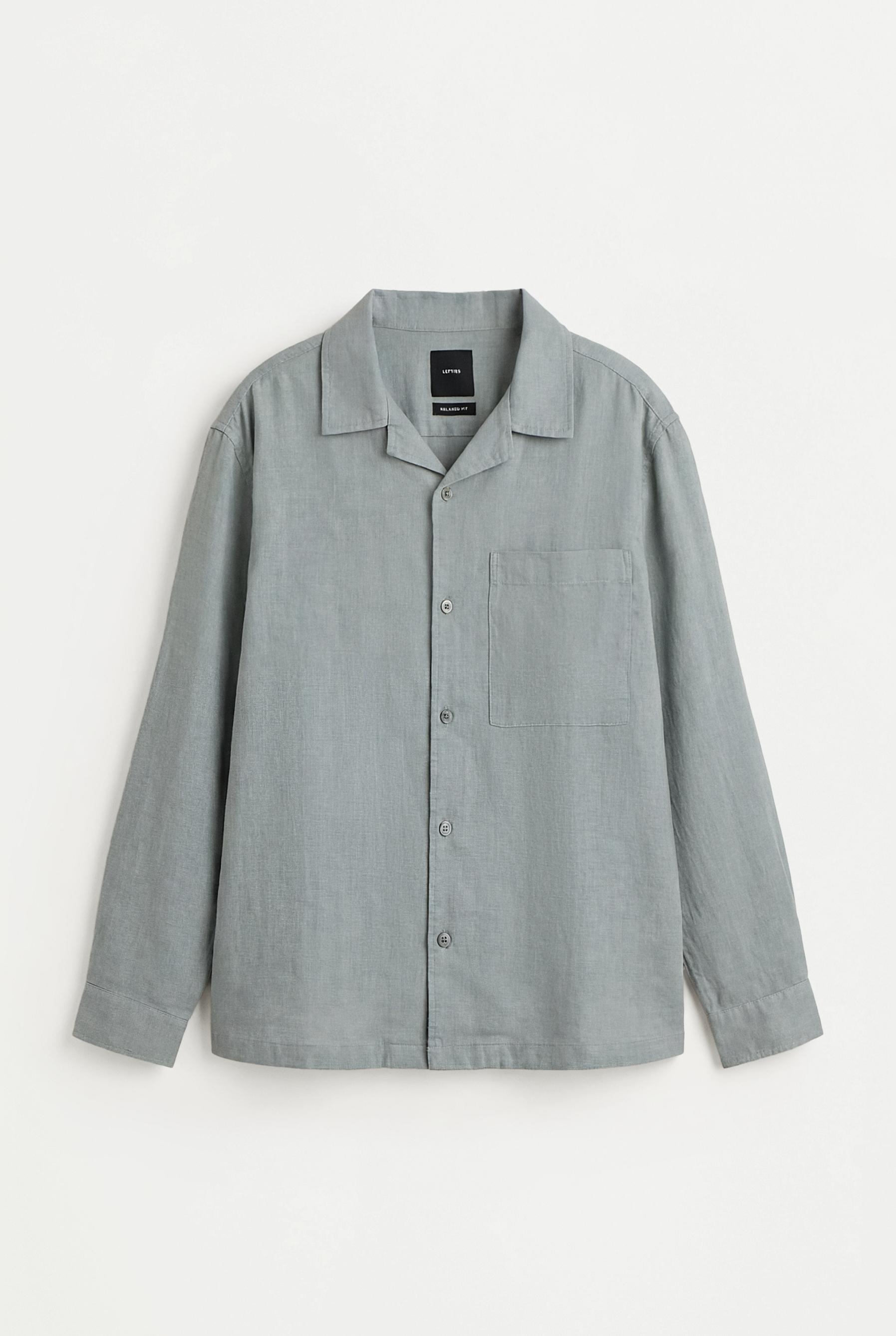 Linen-cotton resort shirt — BLUE GREY