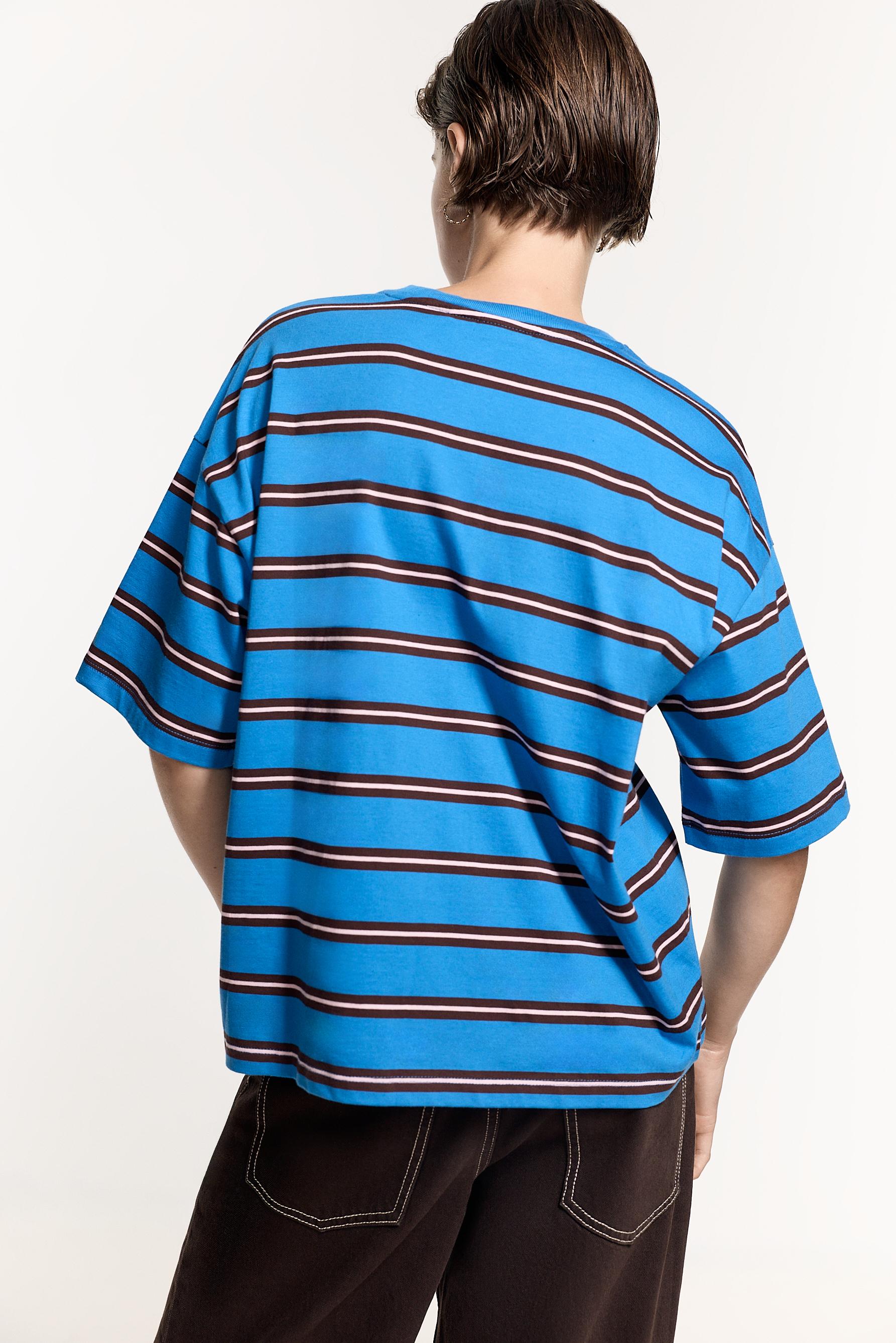 Women's Beige Striped T-Shirt — DEEP BLUE