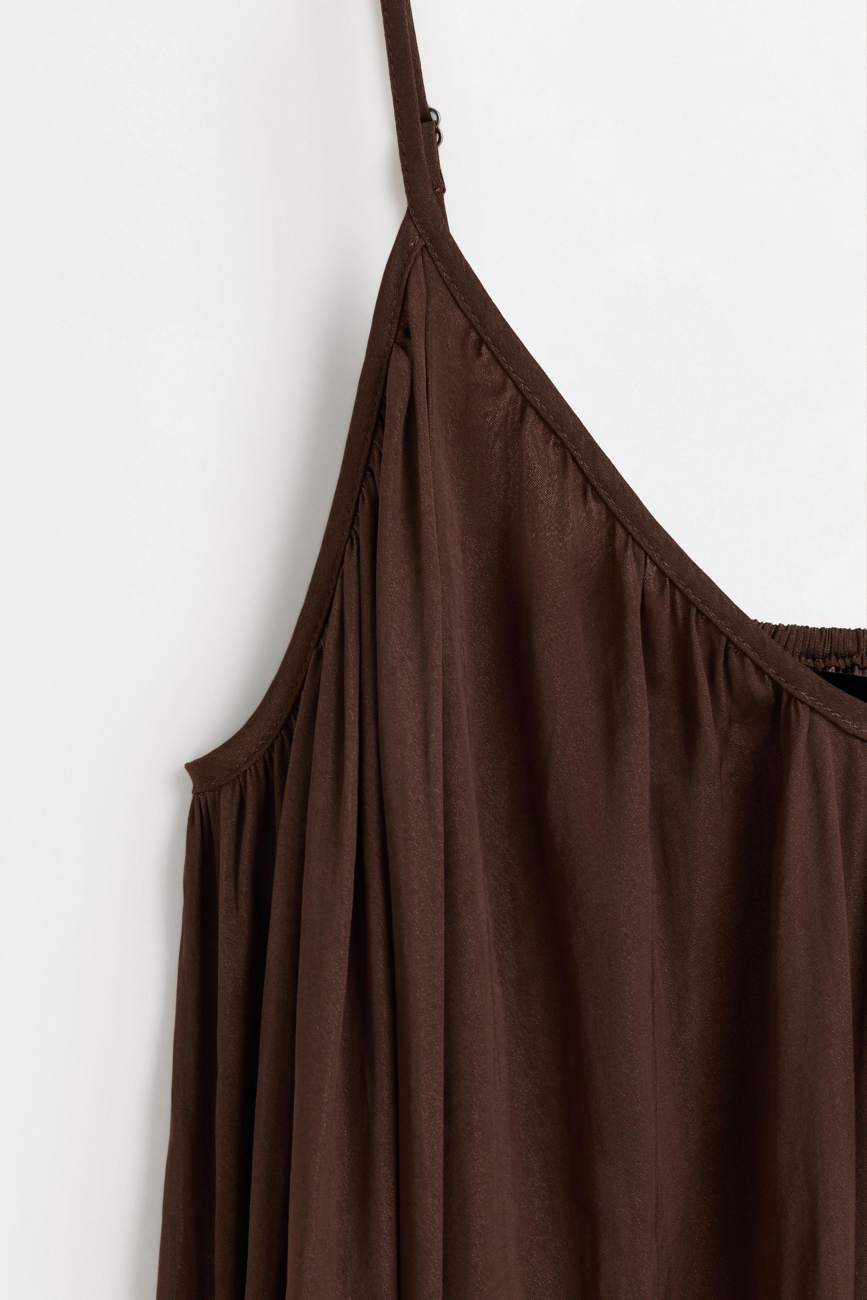 Satin midi dress — BROWN
