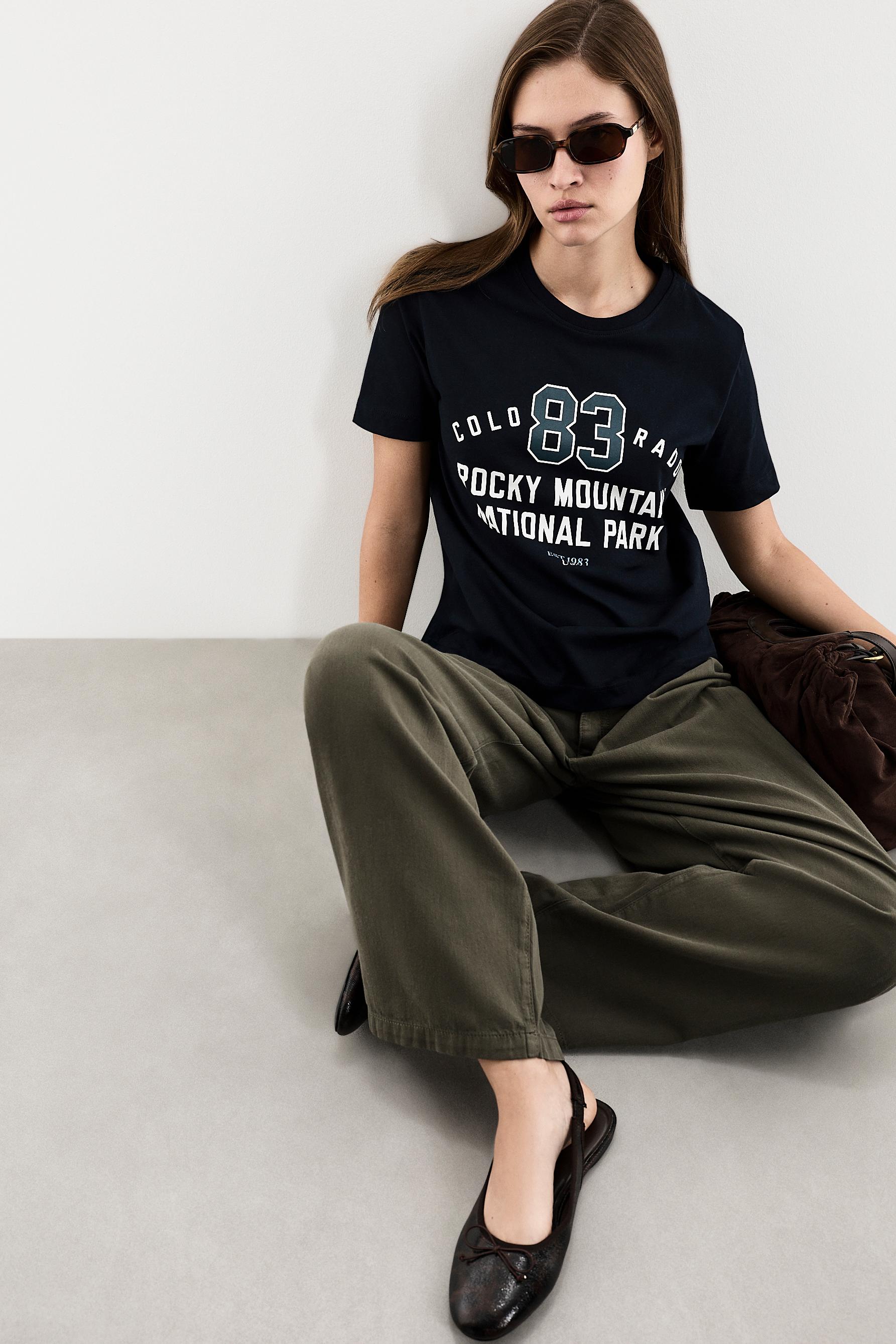 Printed T-shirt — DARK NAVY