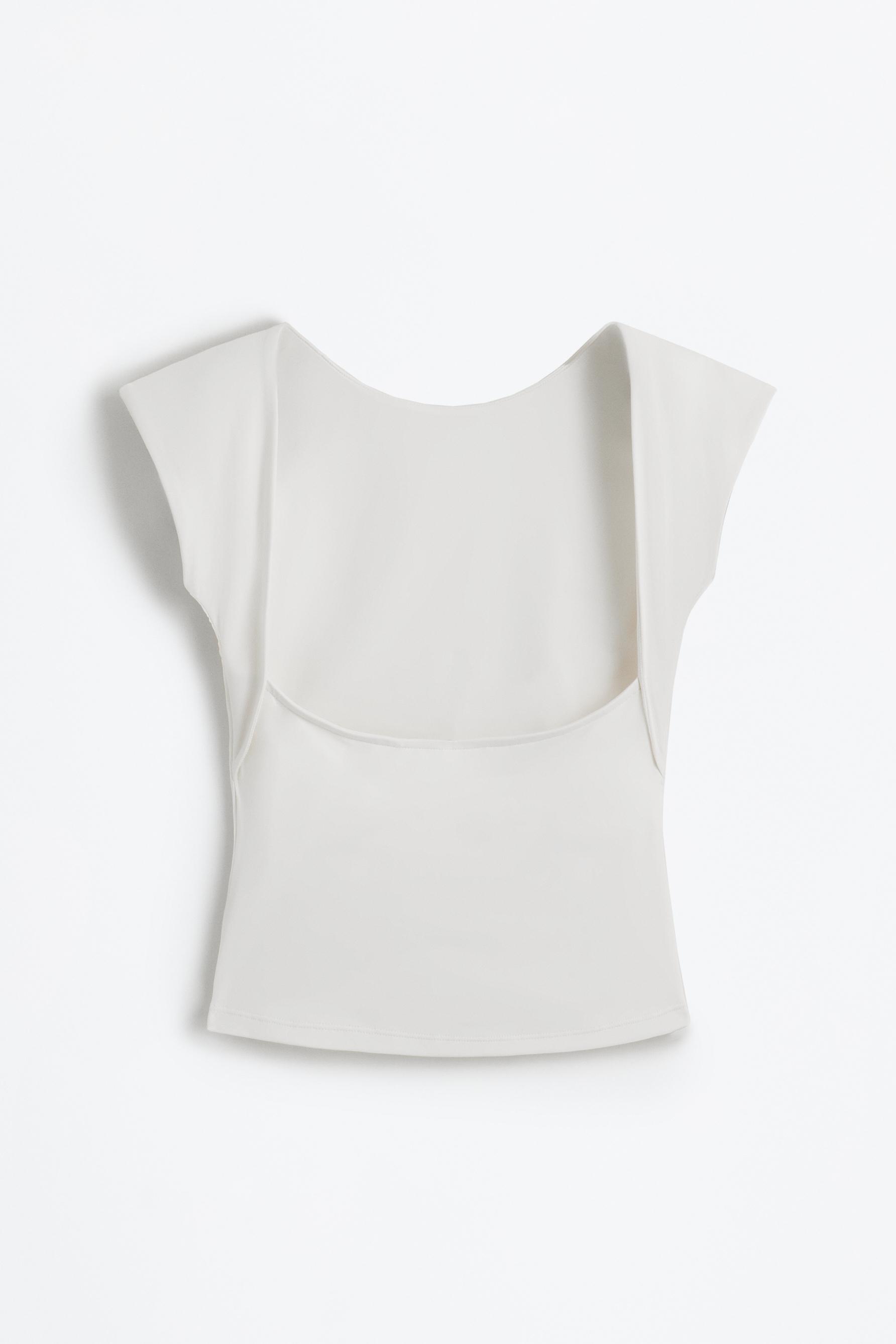 Polyamide T-shirt with open back — WHITE