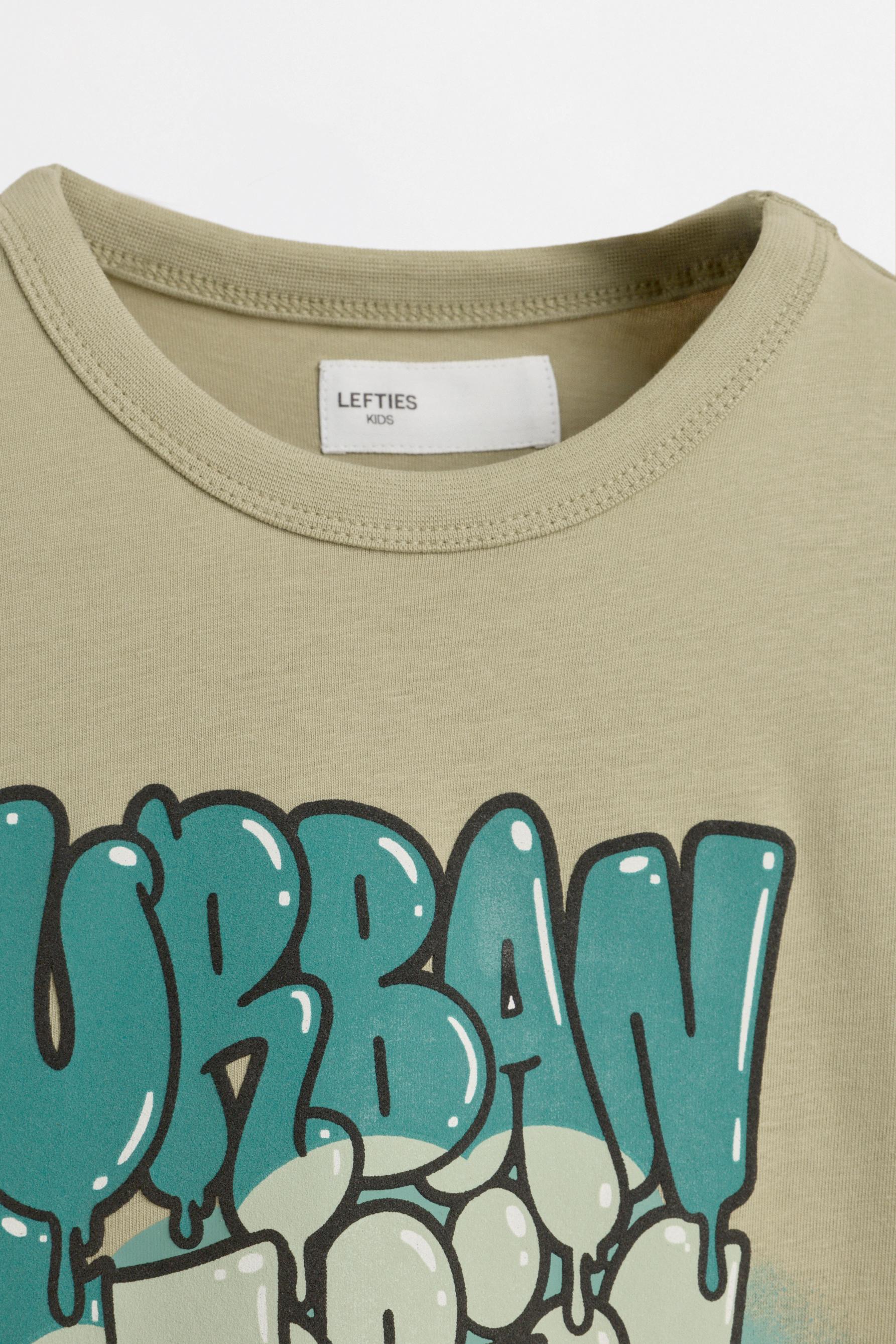 Graffiti print T-shirt — PALE KHAKI