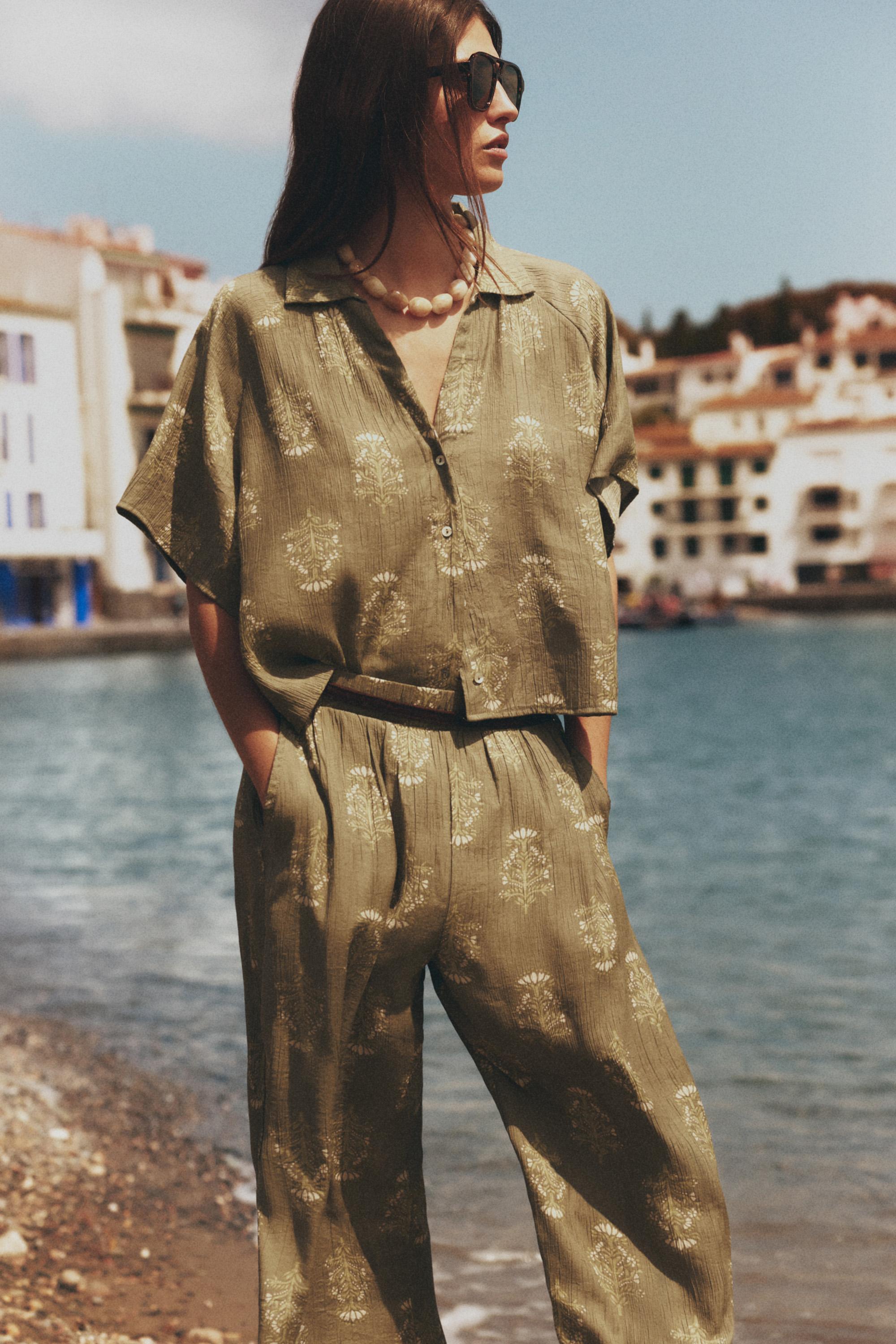 Textured culottes — MEDIUM GREEN