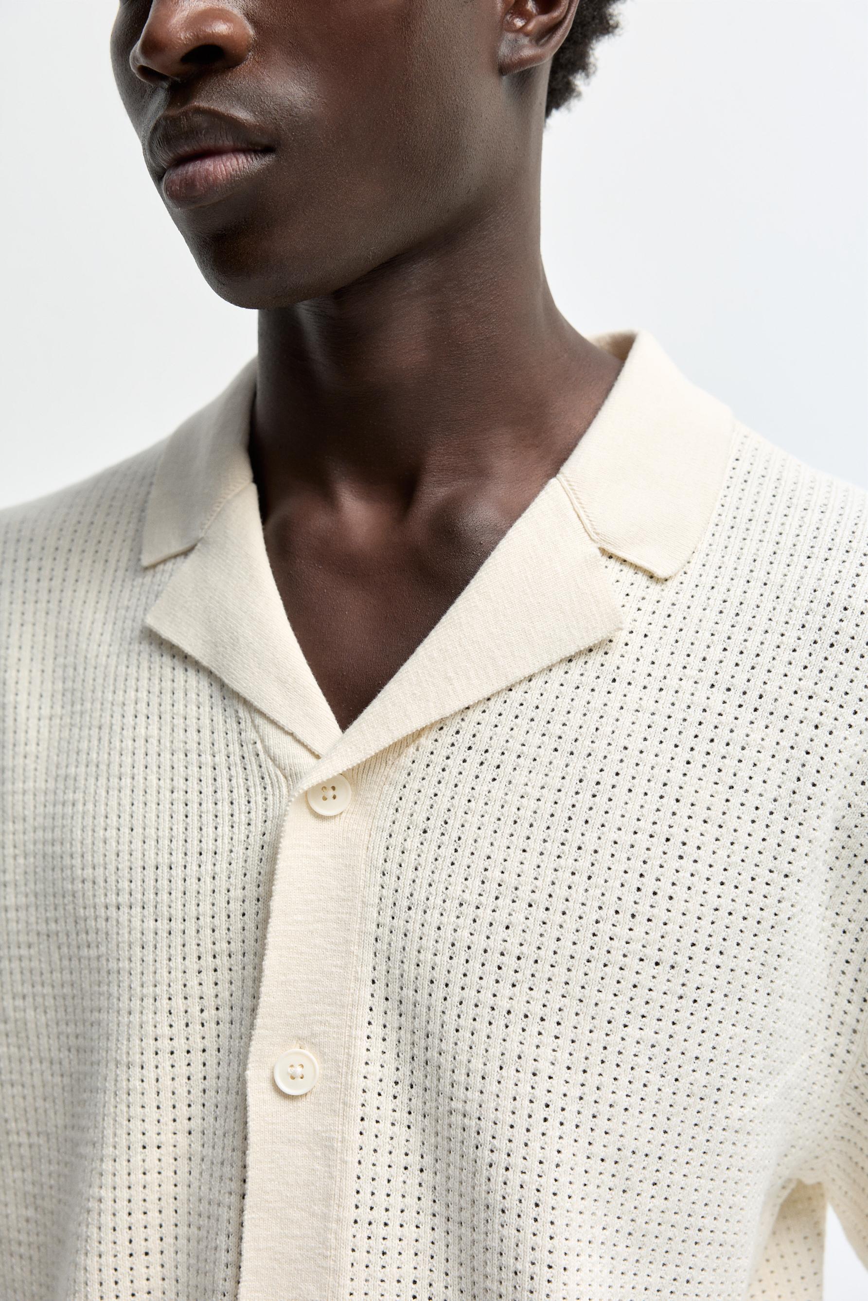 Cutwork knit shirt — OFF WHITE