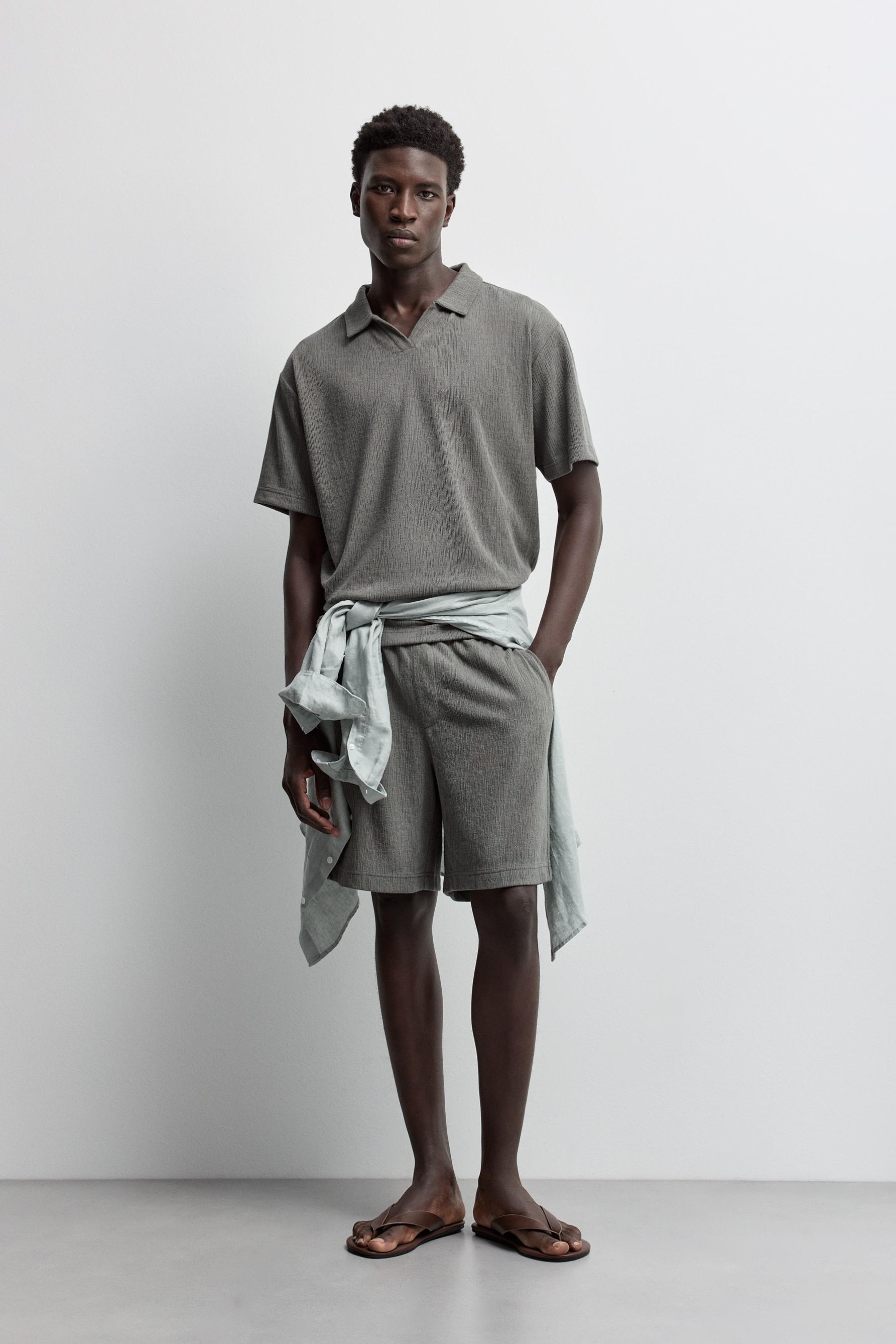 Rustic texture polo shirt — MEDIUM GREEN