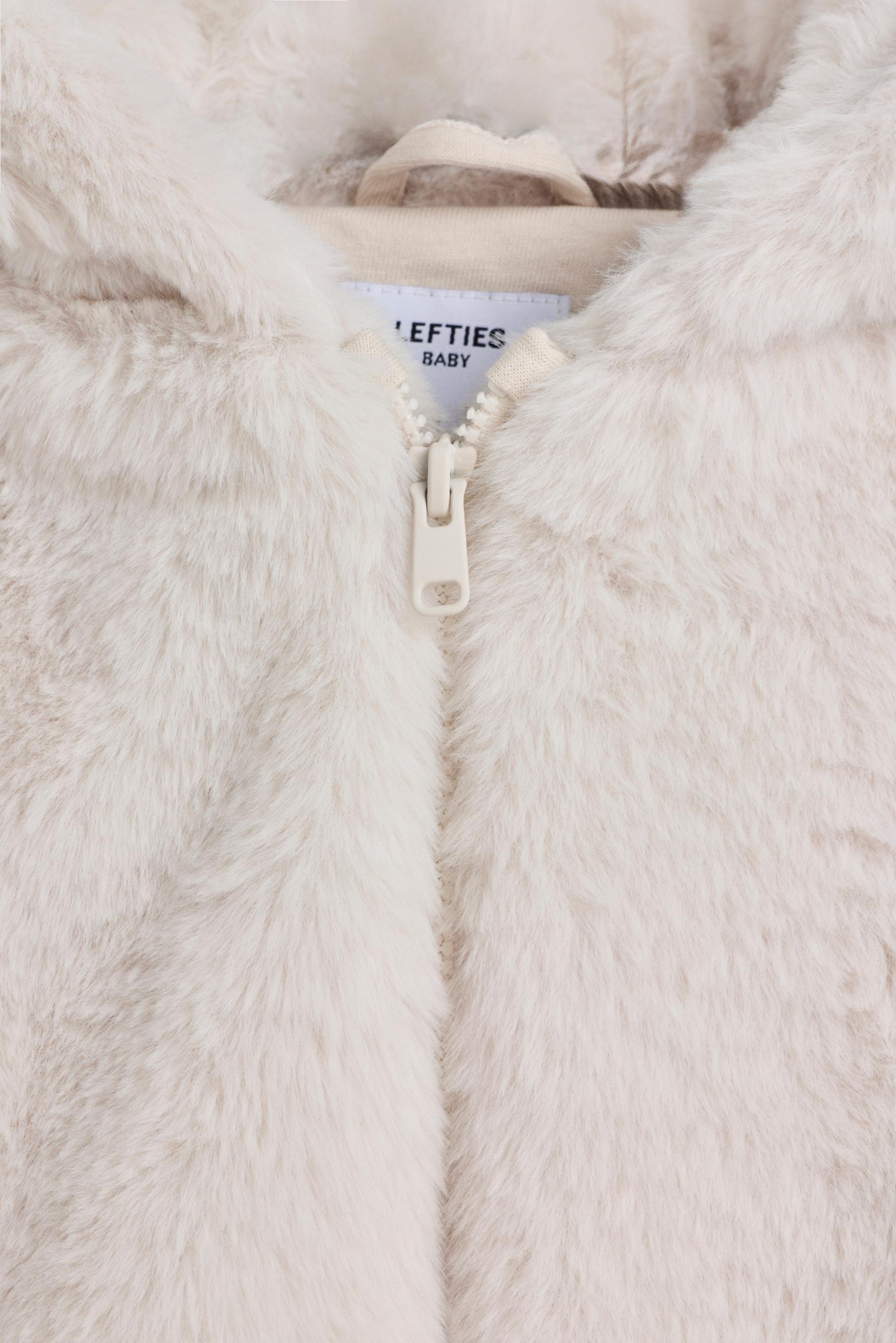 Animal print faux fur coat — ECRU