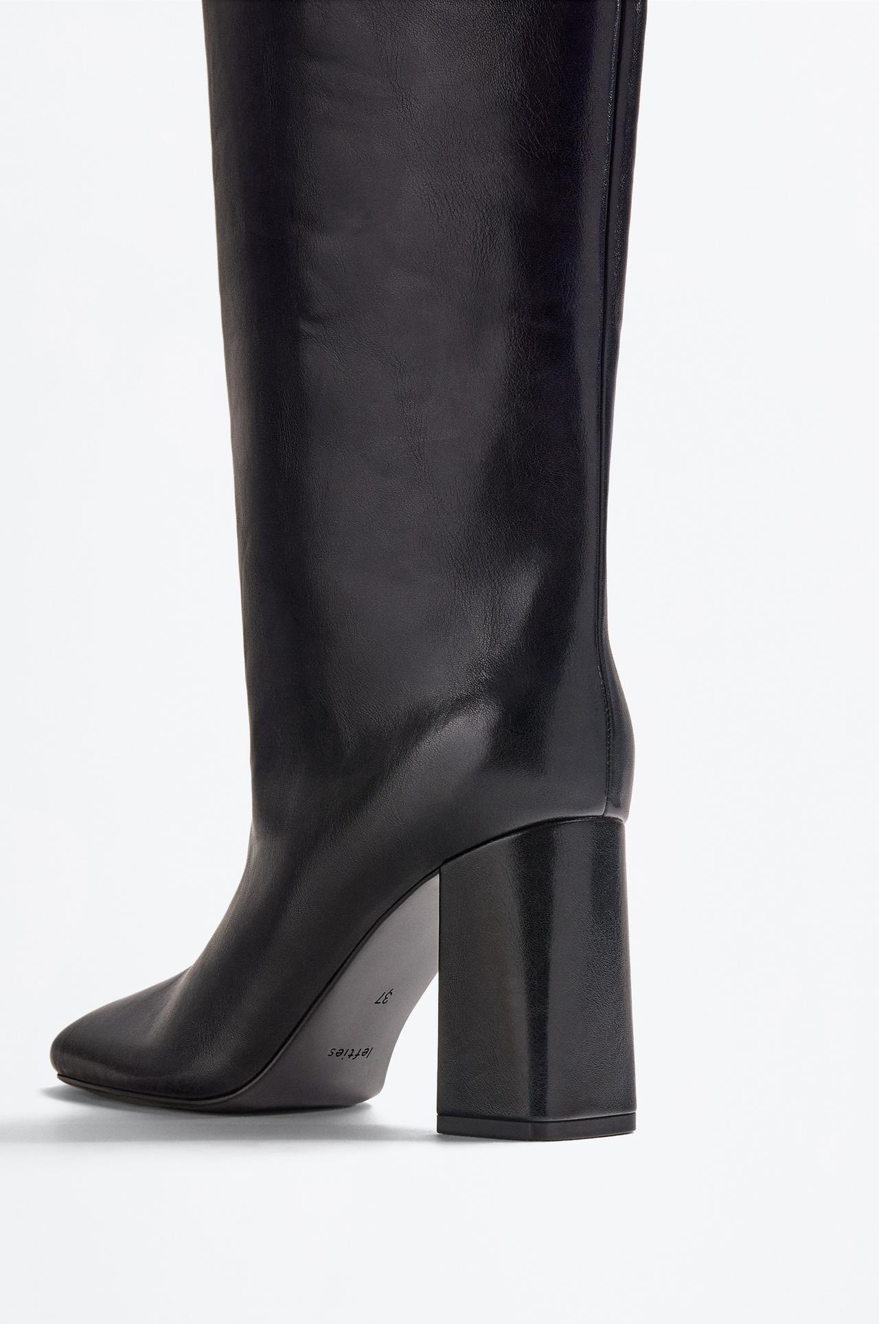 Knee-high heeled boots — BLACK