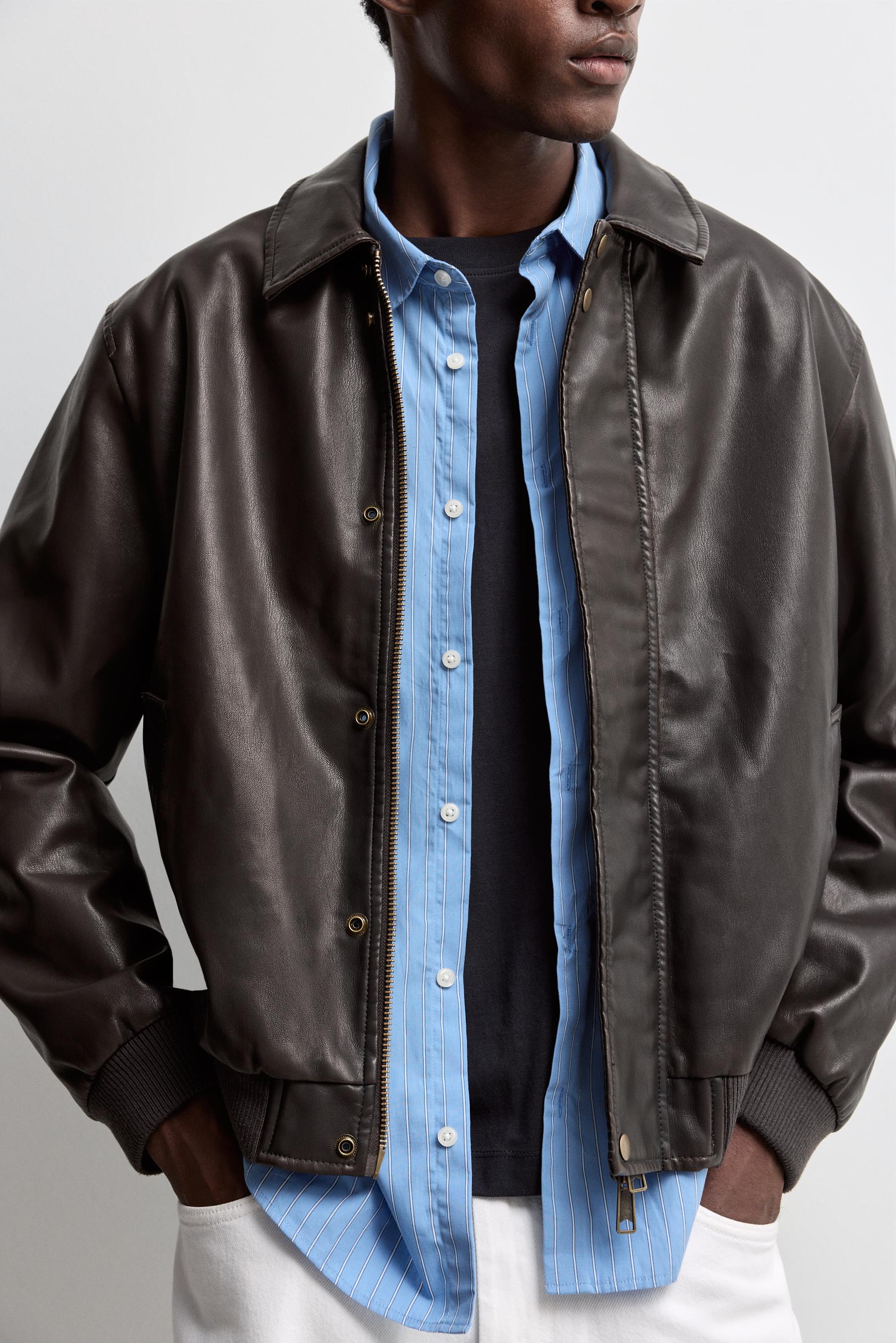 Leather effect jacket — BROWN
