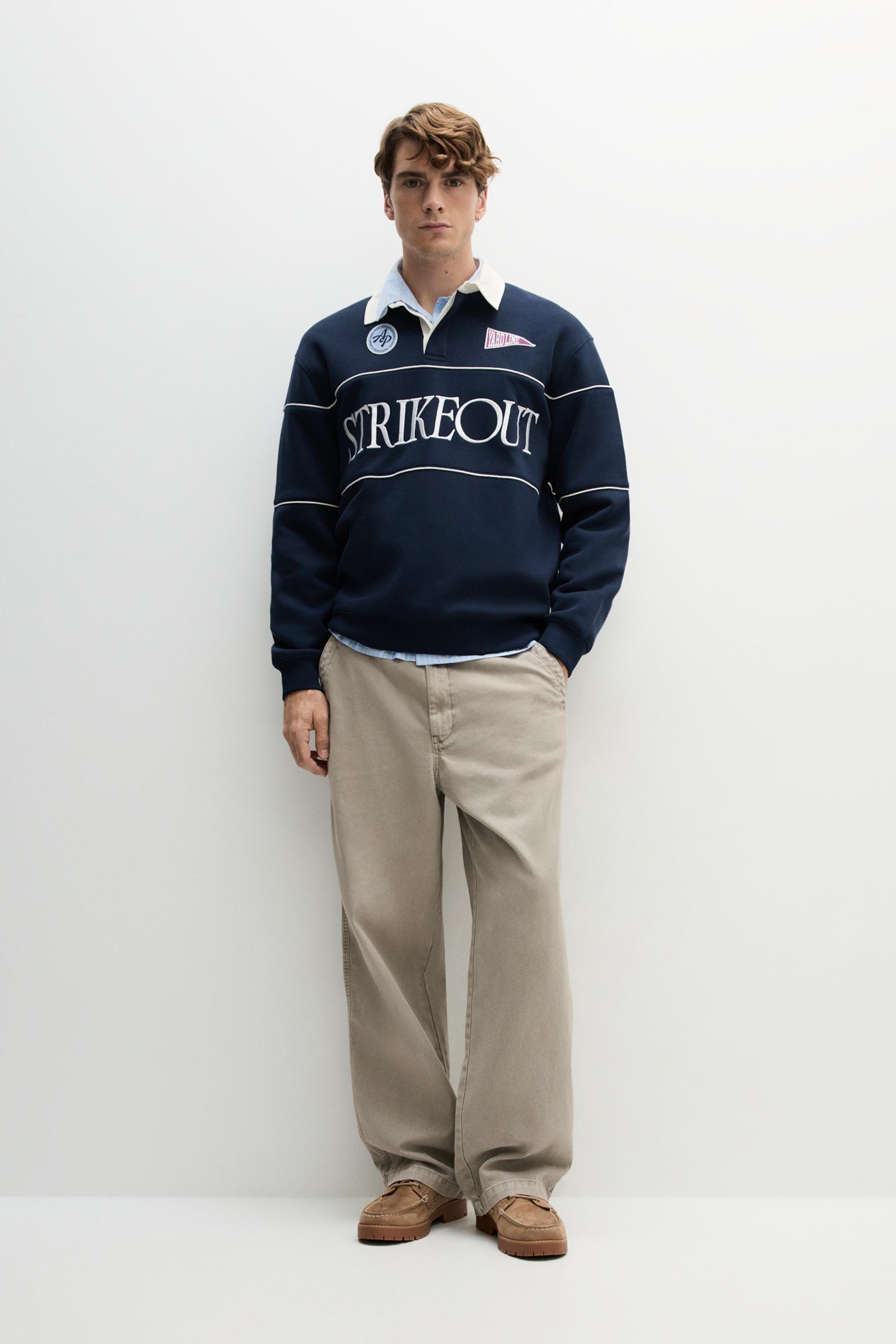 Sudadera polo bordado y parches