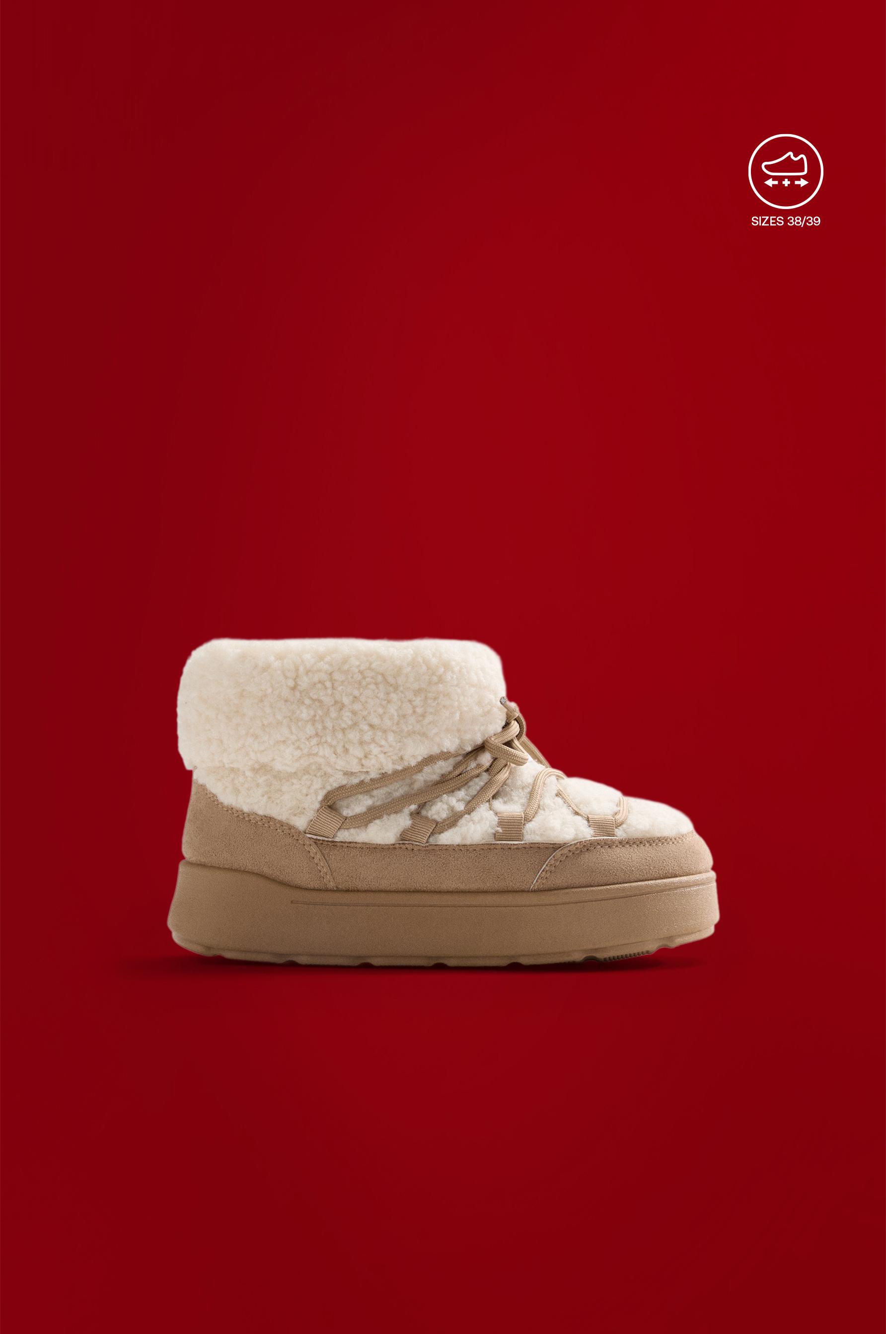 Lace-up snow boot — BROWNISH TONE