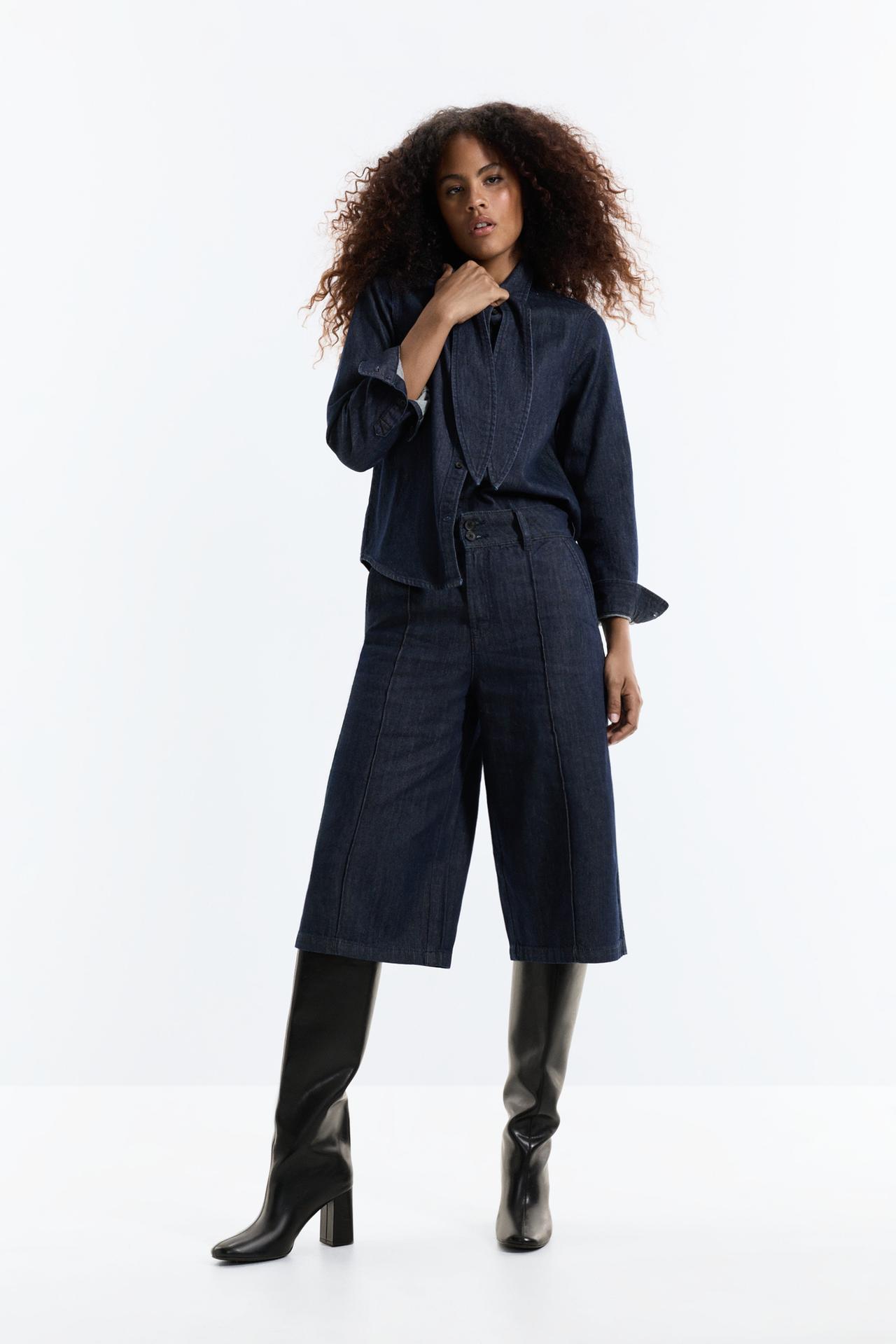 Denim culotte jorts — NAVY