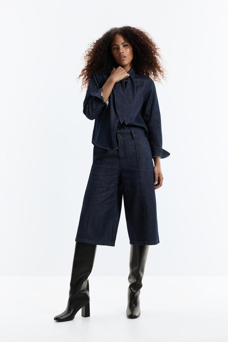 Denim culotte jorts — NAVY