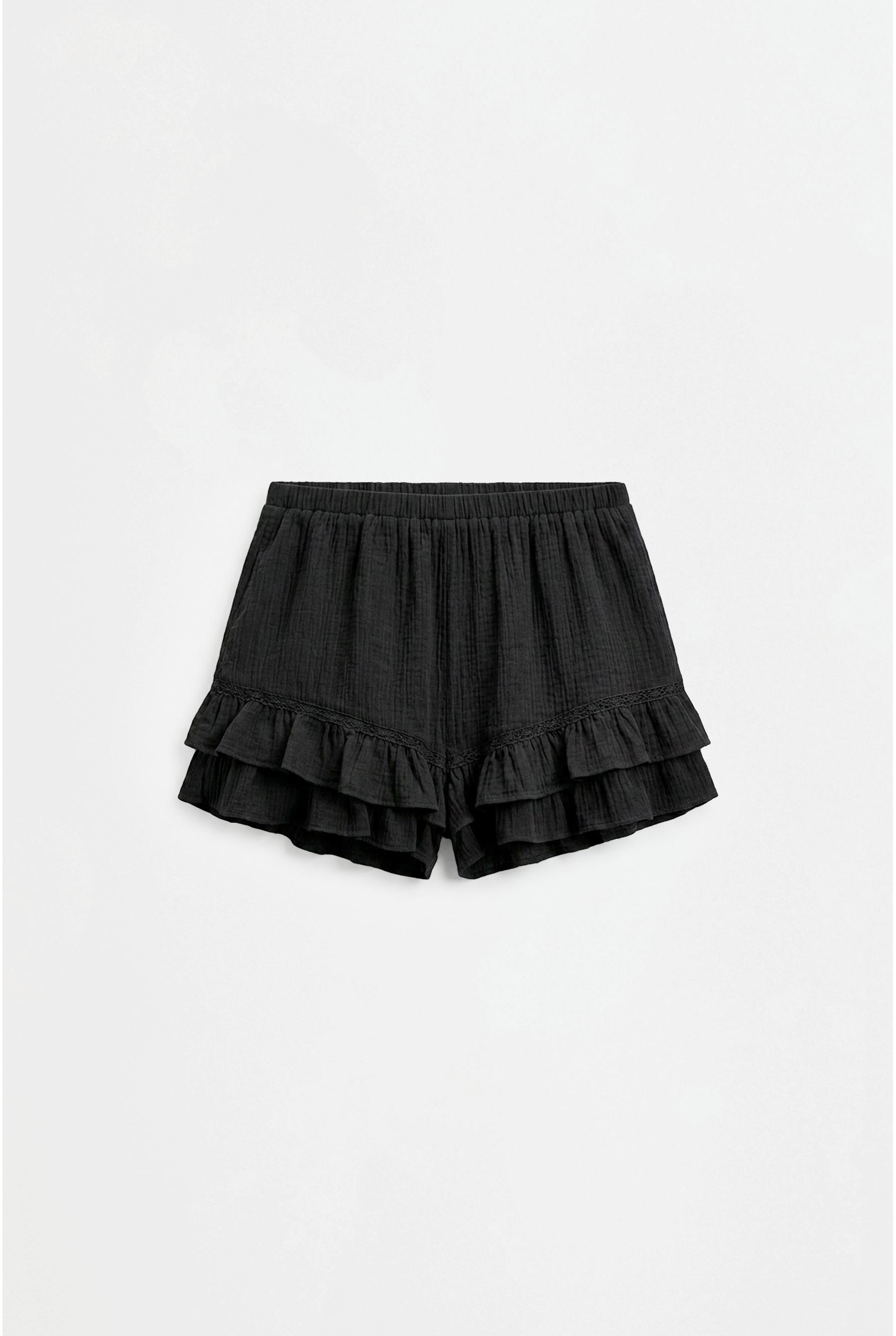 Flowing ruffled skort — BLACK
