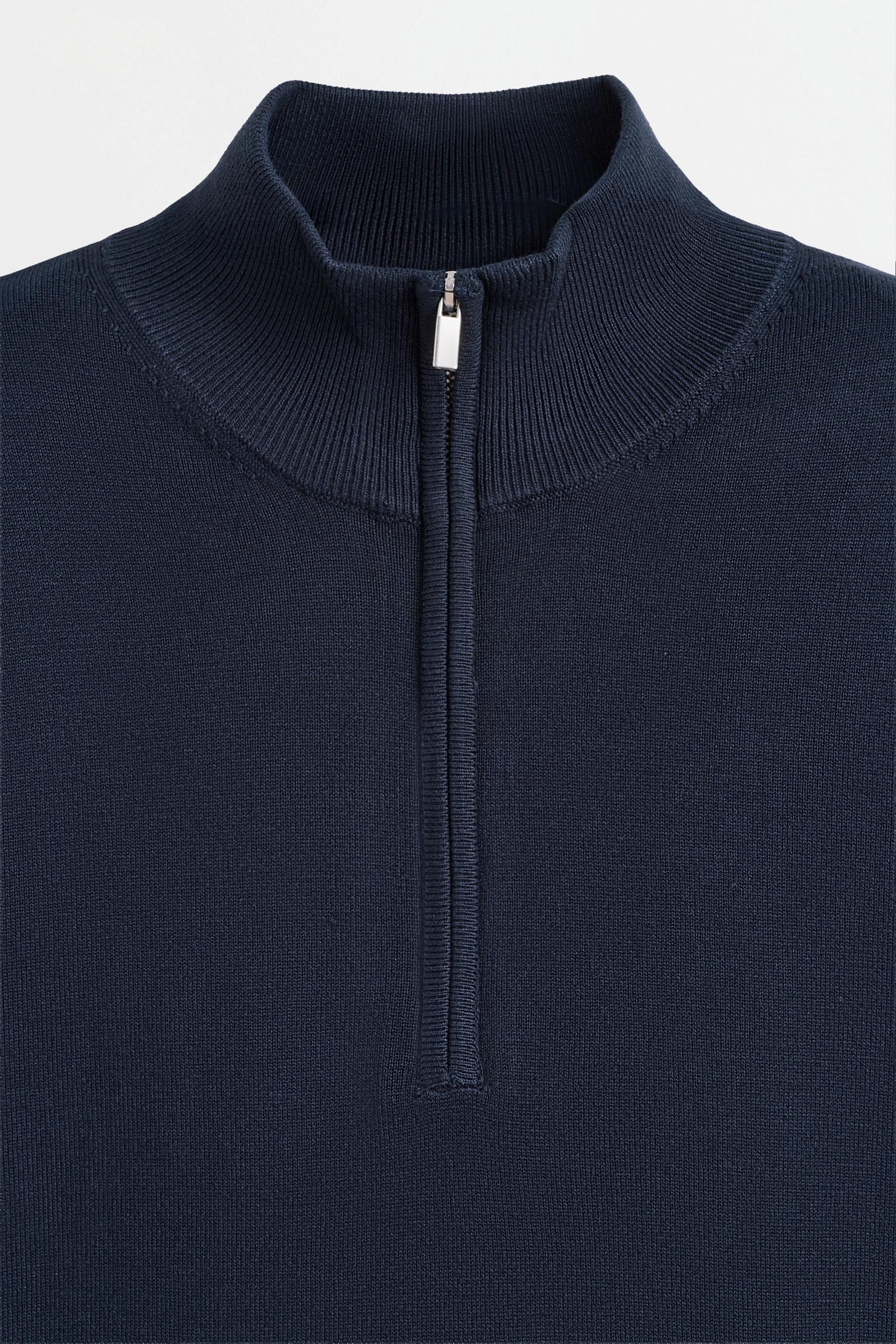 Zip-up high neck sweater — NAVY