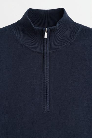 Zip-up high neck sweater — NAVY 7