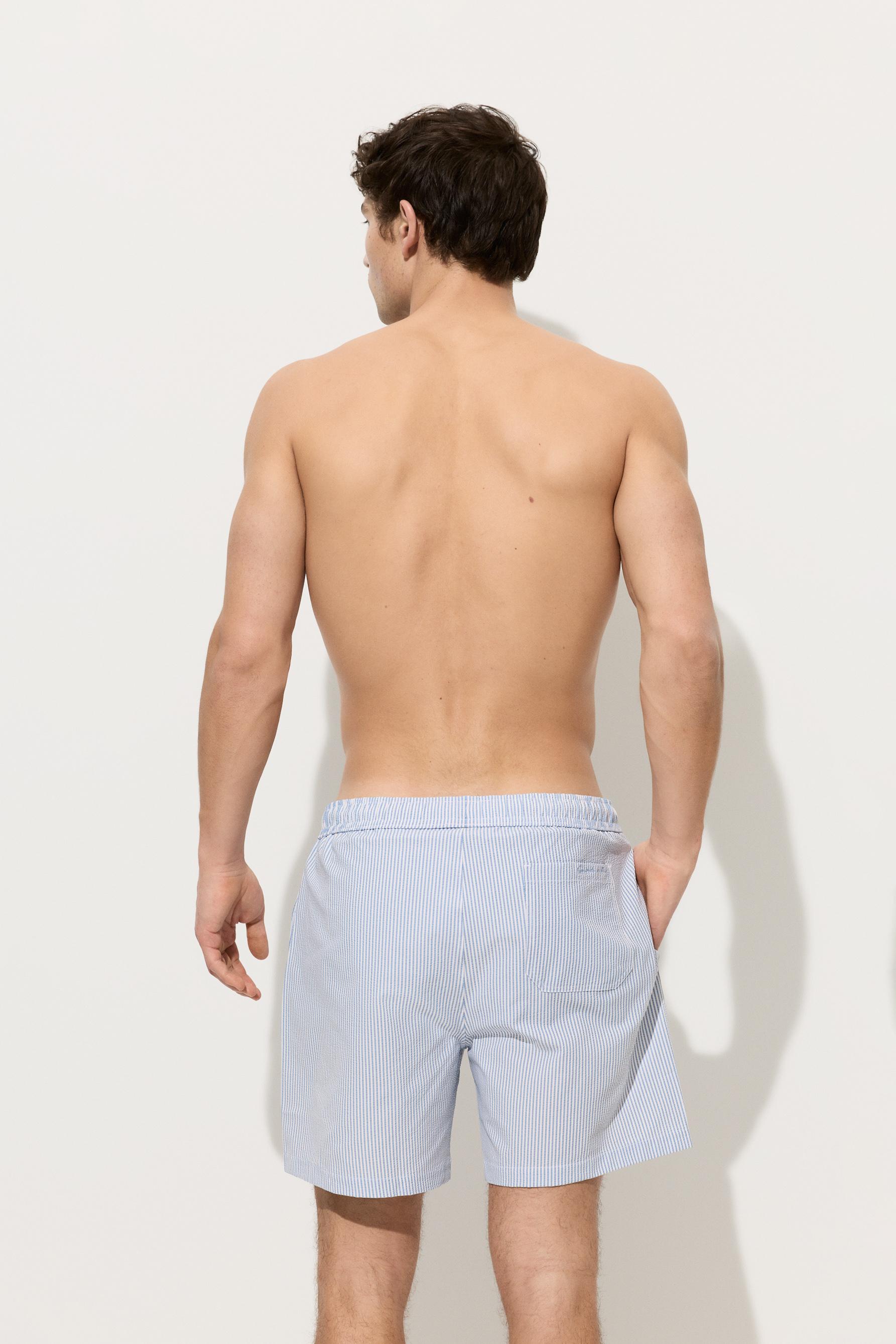Regular fit seersucker swim shorts — BLUE