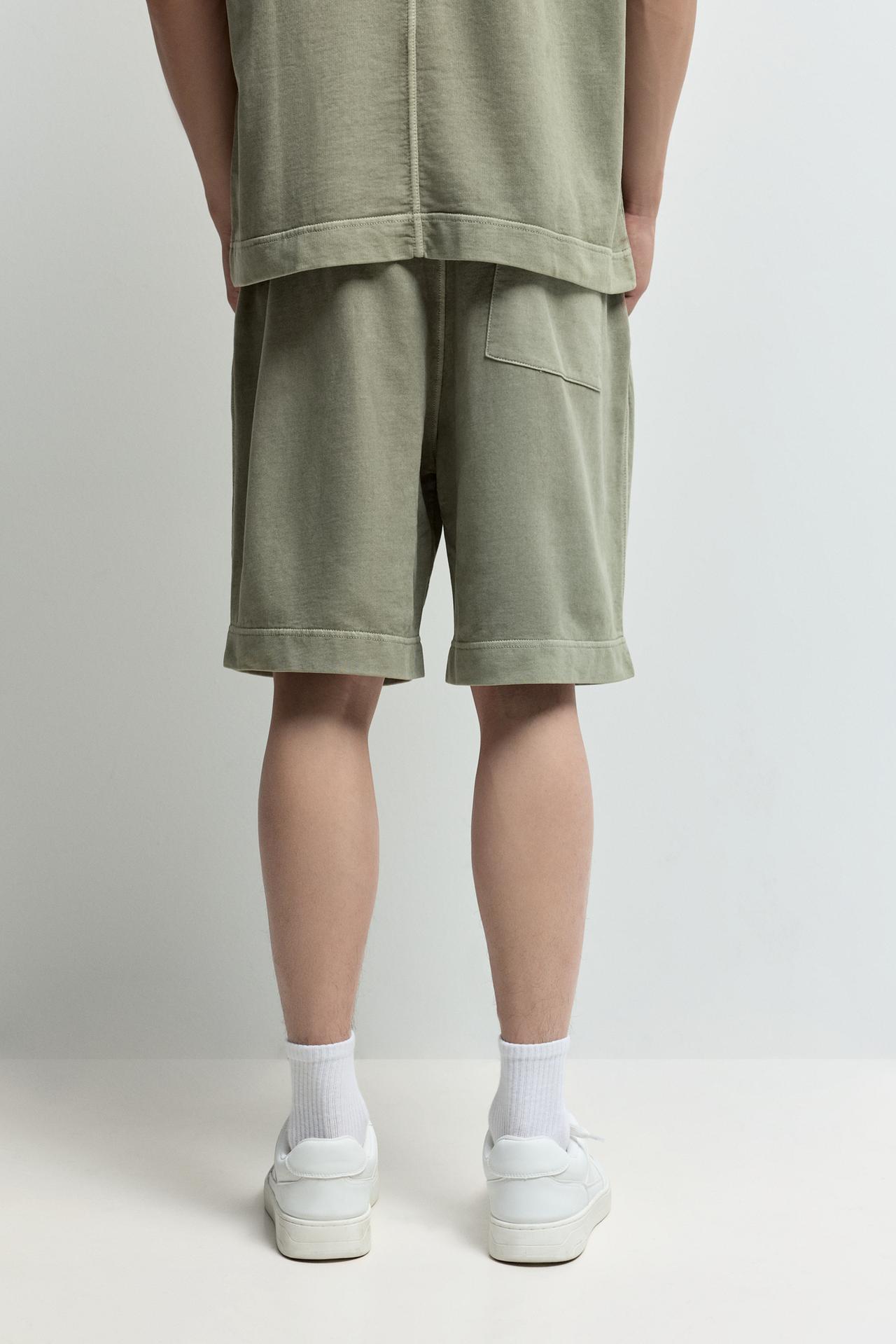 Faded-effect tracksuit Bermuda shorts — PALE KHAKI