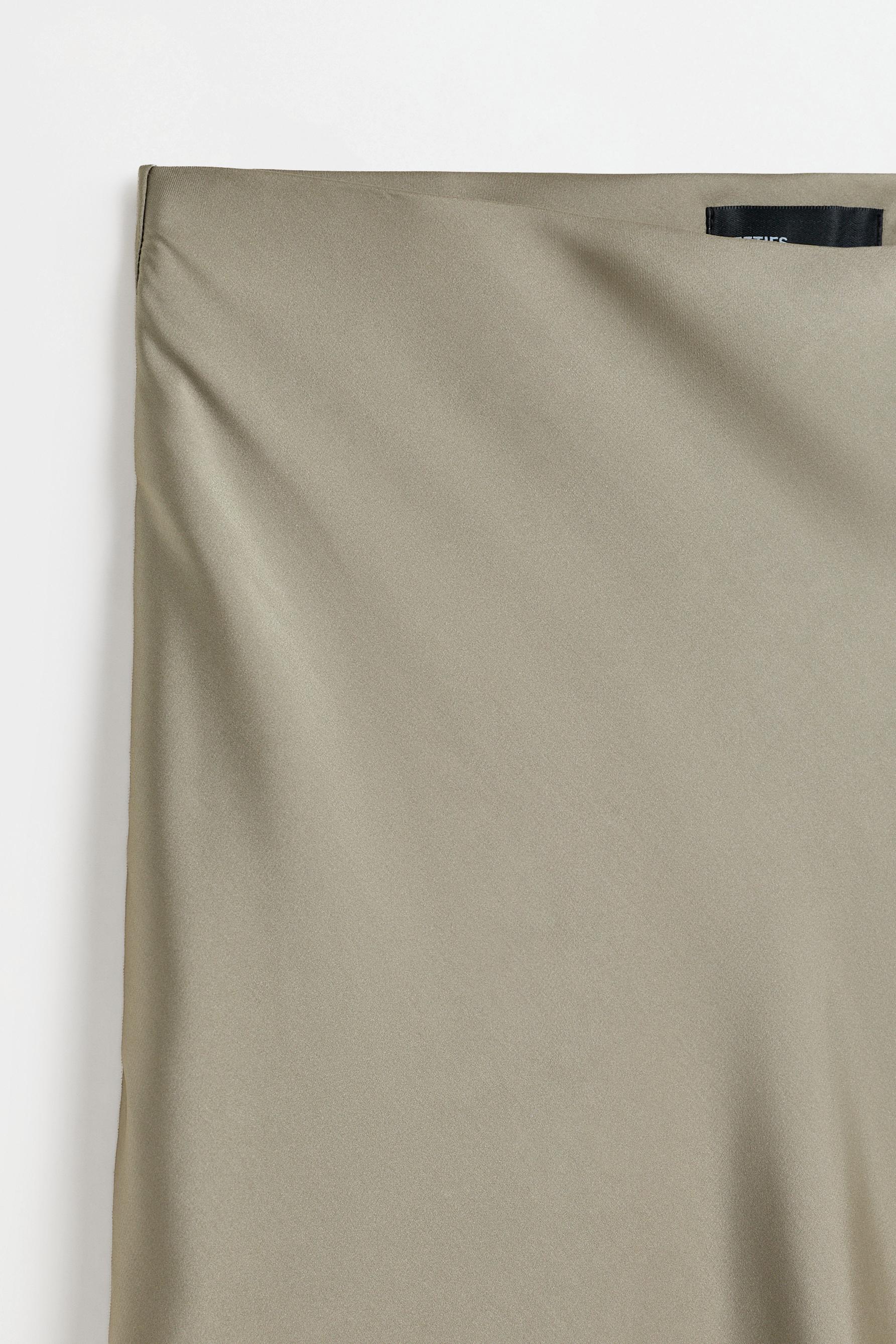 Satin midi skirt — KHAKI