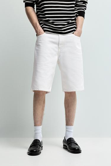 Regular fit denim Bermuda shorts — WHITE 2
